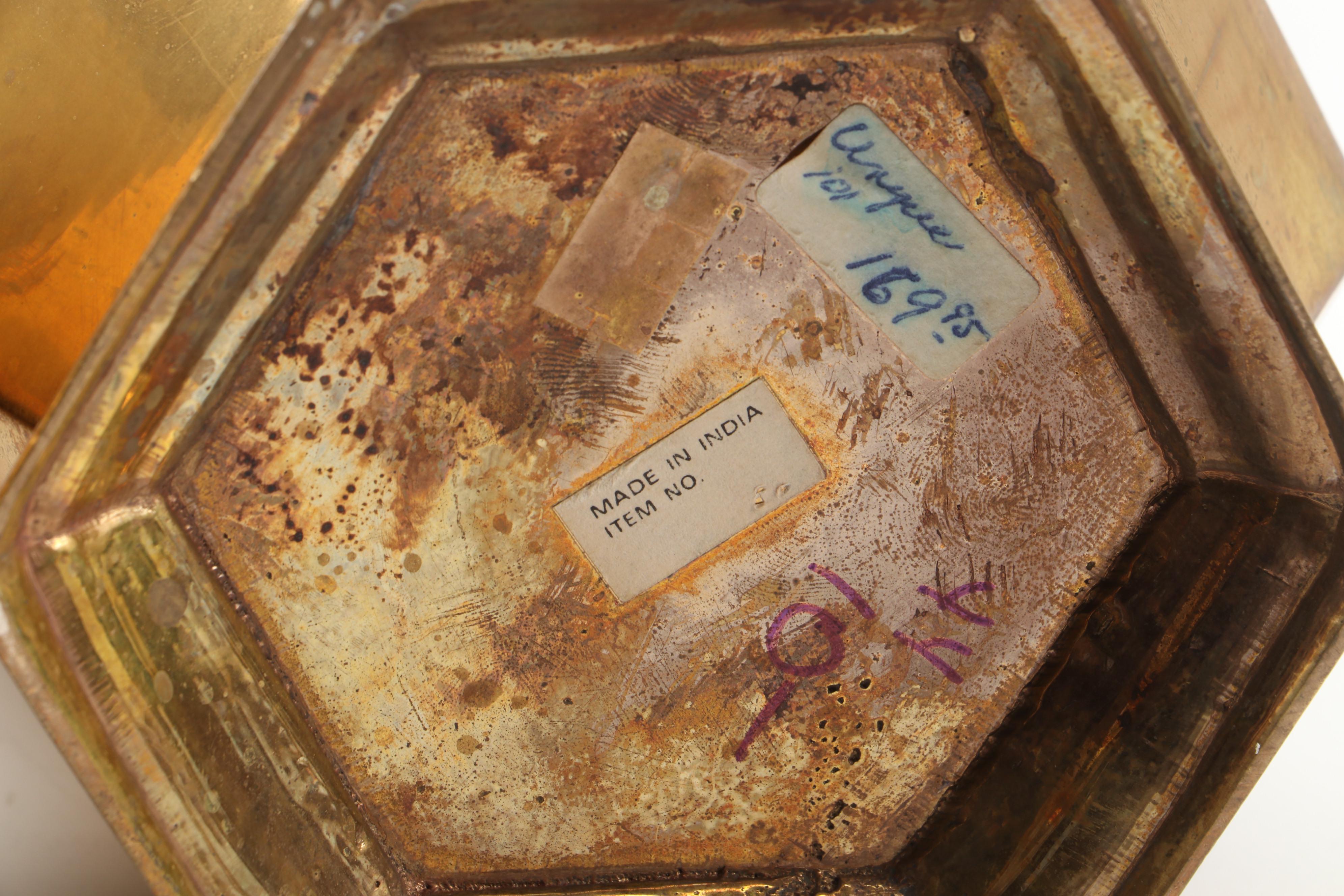 Hexagon Shape Brass Vases with Embossed Brass Fireplace Bellows and More