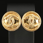 Chanel CC Logo Rope Border Clip Earrings Spring 1993