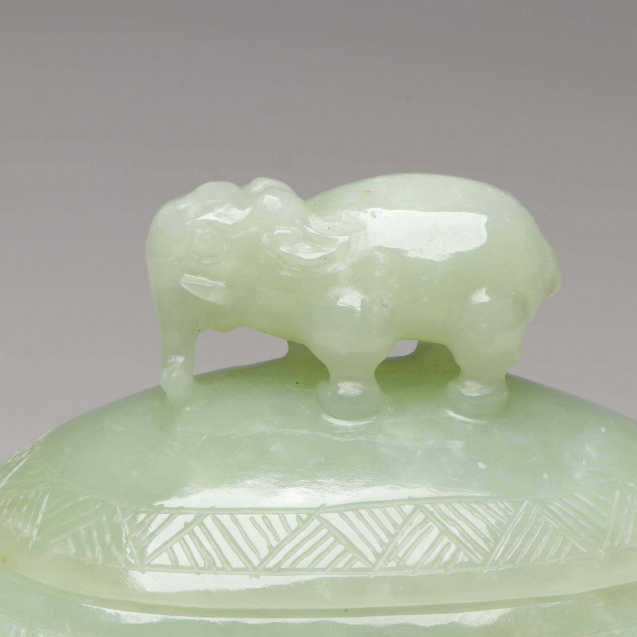 Chinese Carved Serpentine Elephant Box