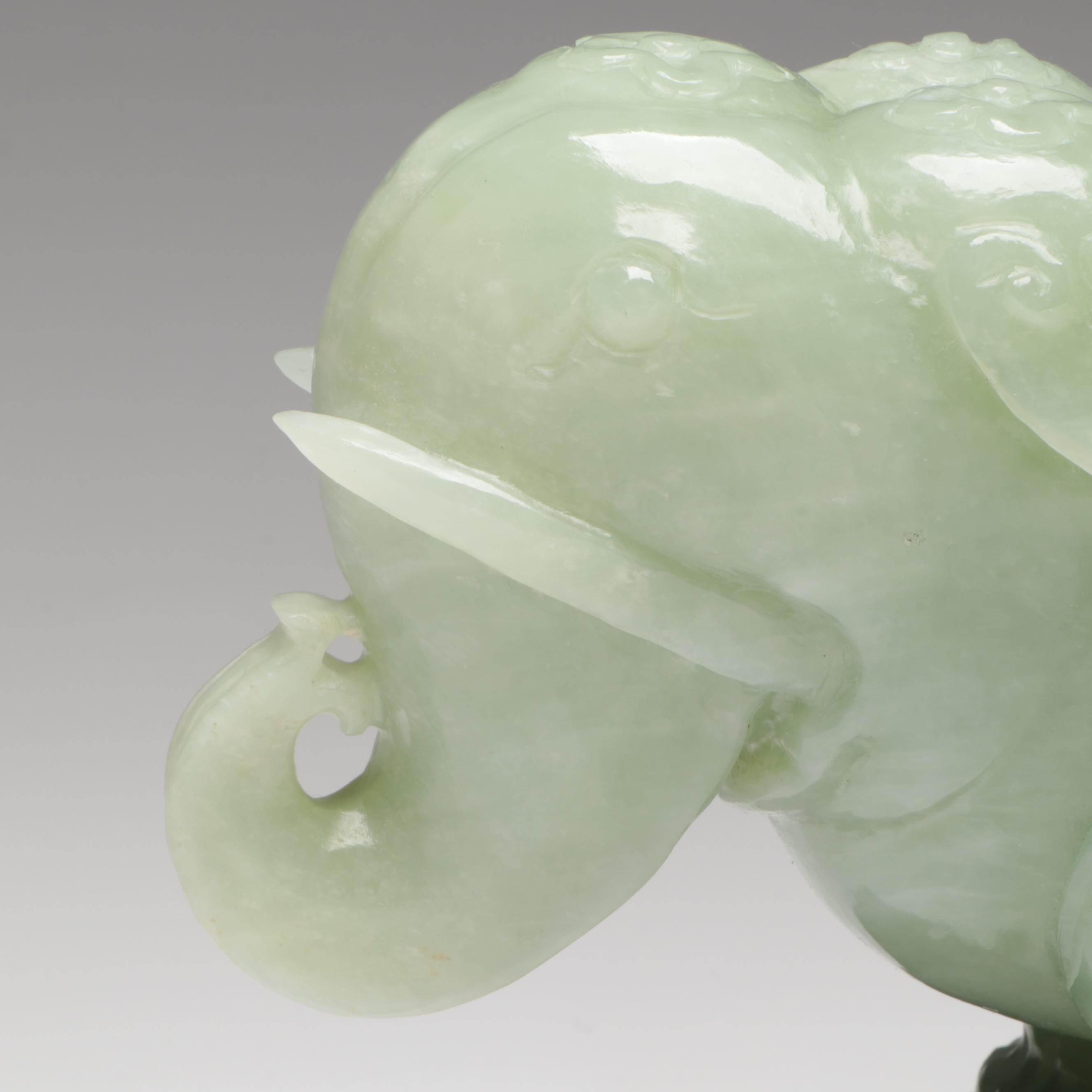 Chinese Carved Serpentine Elephant Box