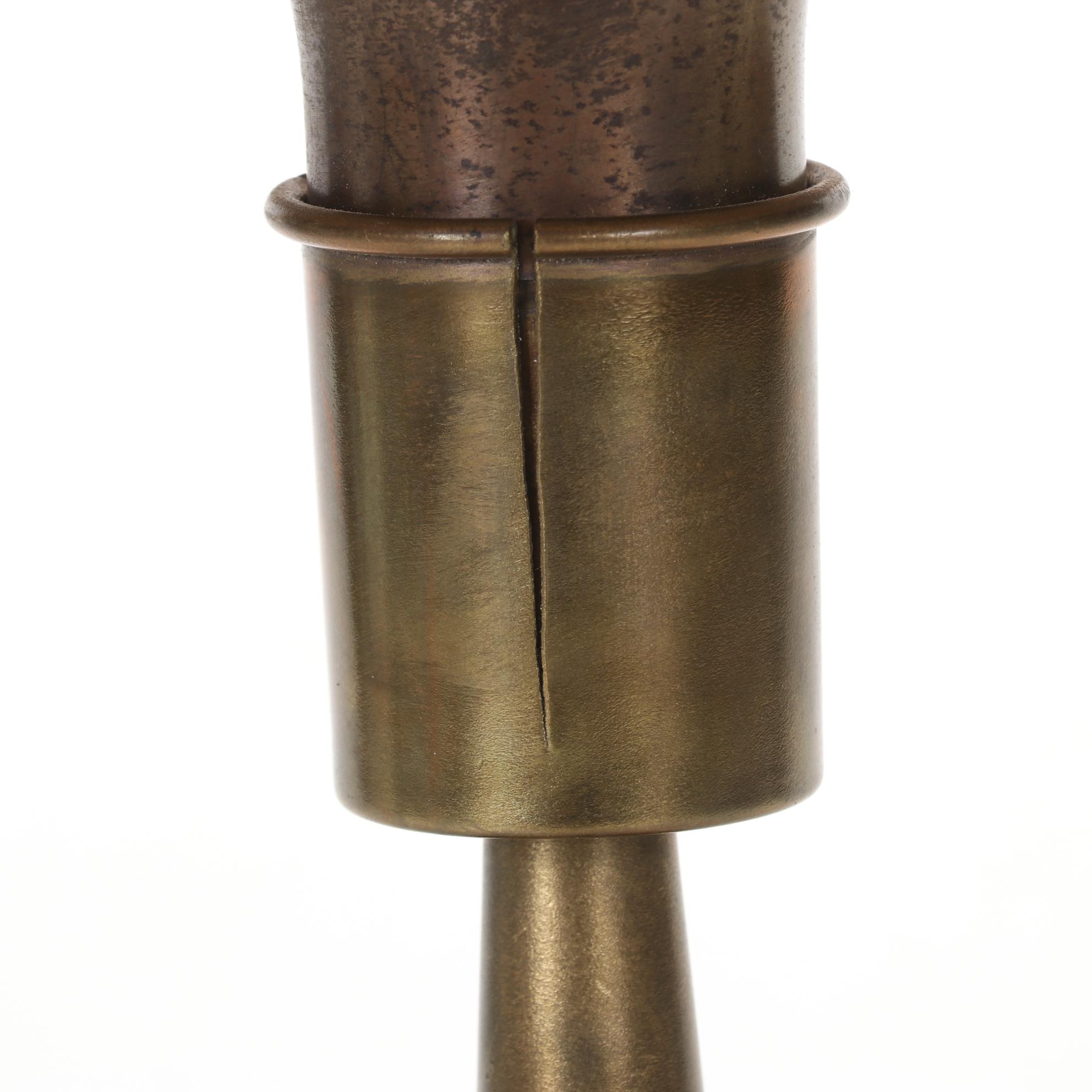 Modernist Metal Desk Lamp and Shade With Cast Metal Weighted Base