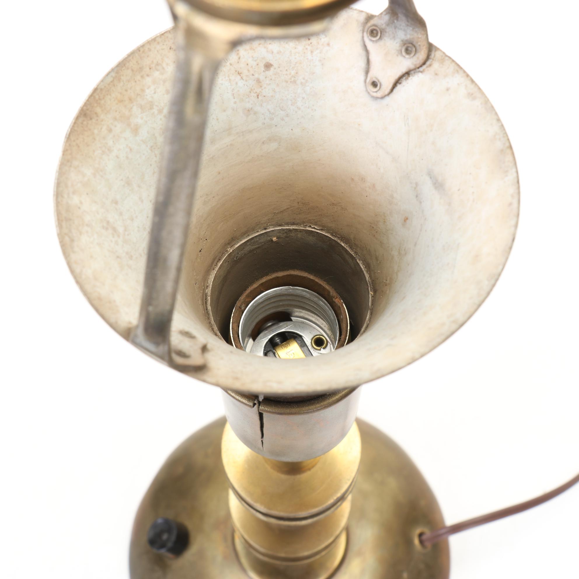 Modernist Metal Desk Lamp and Shade With Cast Metal Weighted Base