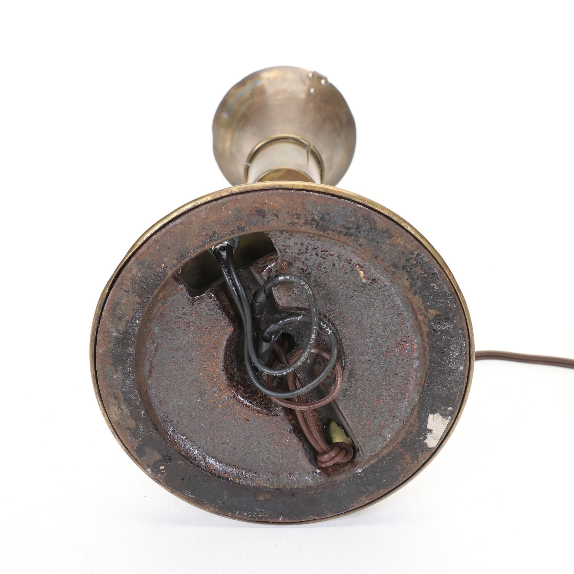 Modernist Metal Desk Lamp and Shade With Cast Metal Weighted Base