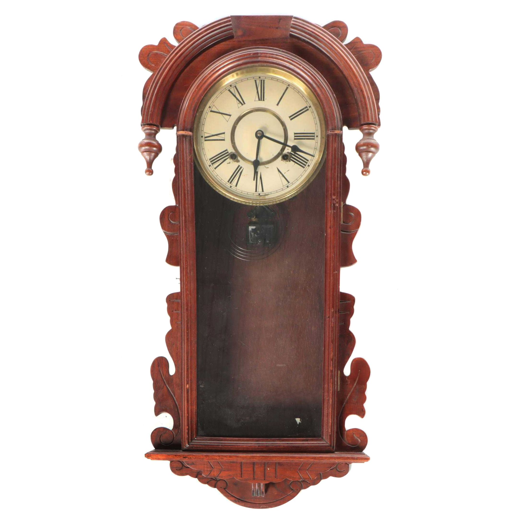 Eastlake Style Walnut Wall Clock