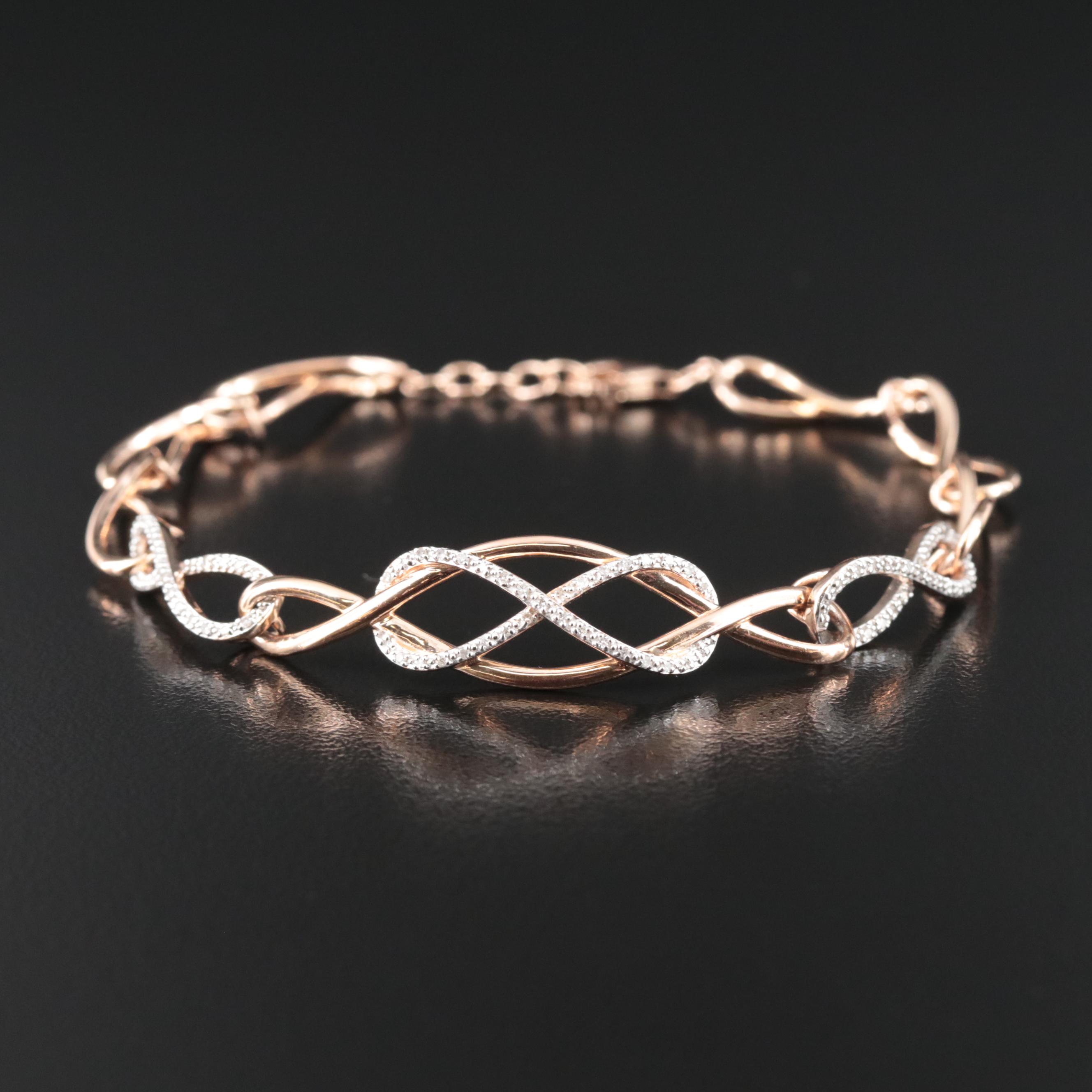 Sterling Diamond Infinity Bracelet