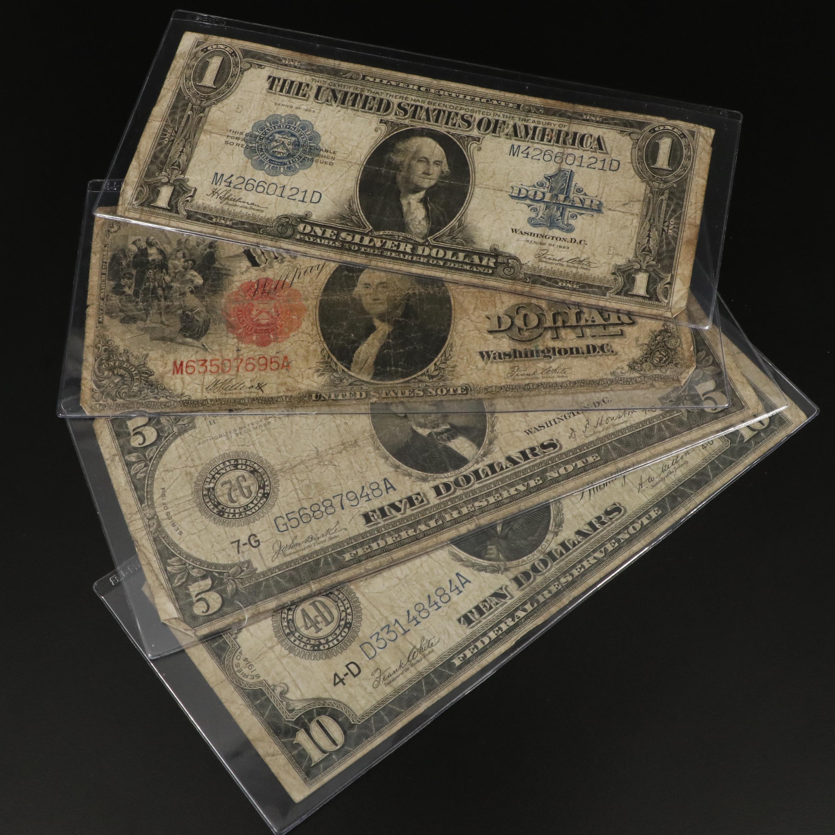 Four Early 20th Century Large Format U.S. Banknotes