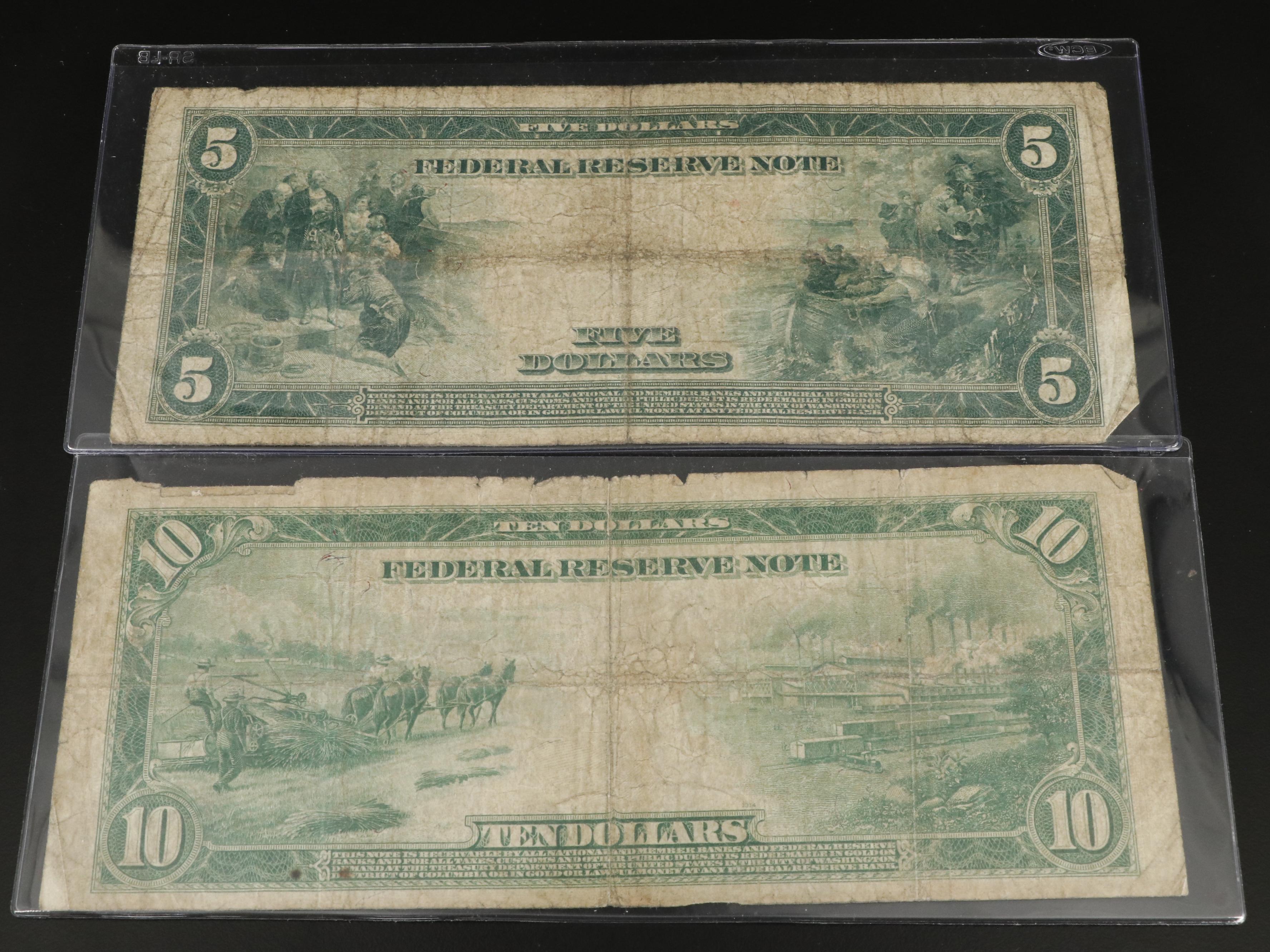 Four Early 20th Century Large Format U.S. Banknotes