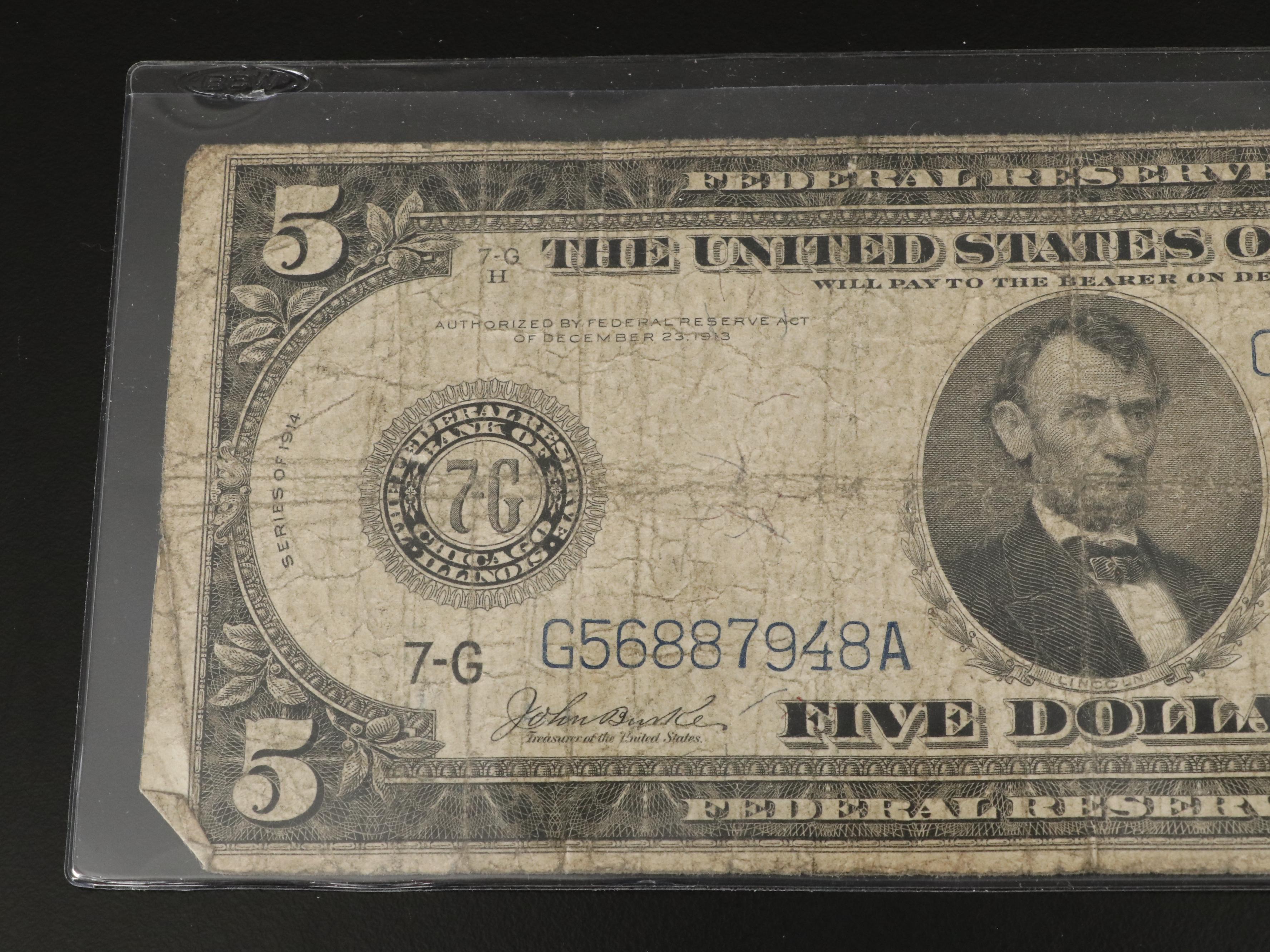 Four Early 20th Century Large Format U.S. Banknotes