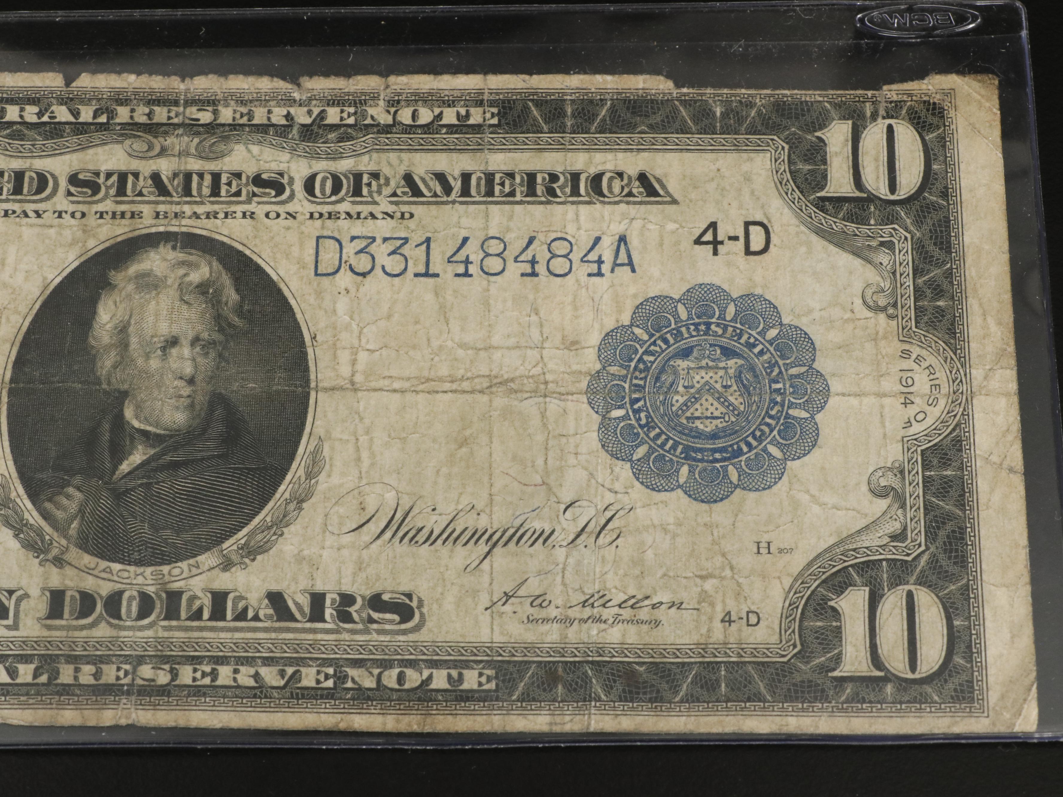 Four Early 20th Century Large Format U.S. Banknotes