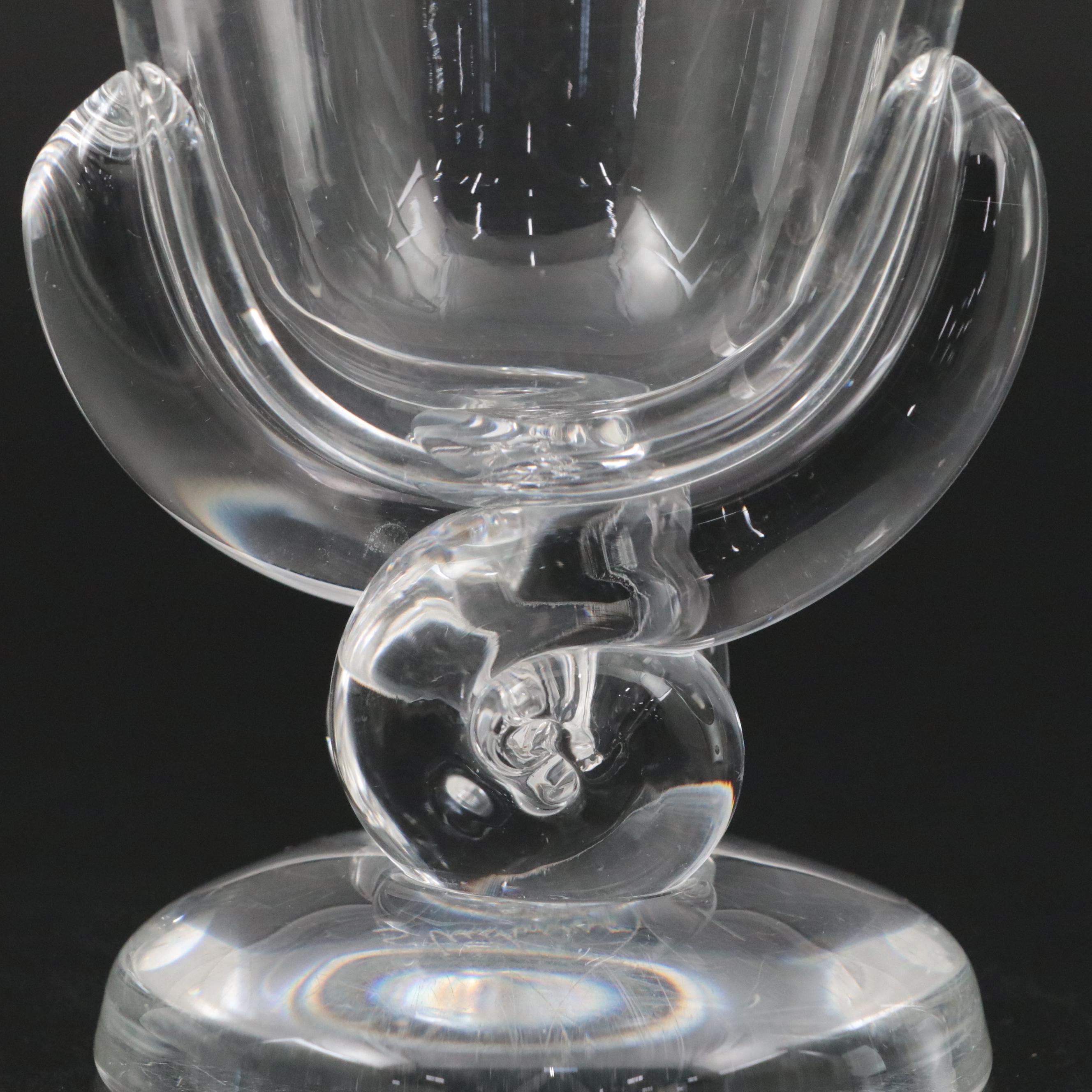 Steuben Crystal Footed Vase and Controlled Bubble Bud Vase