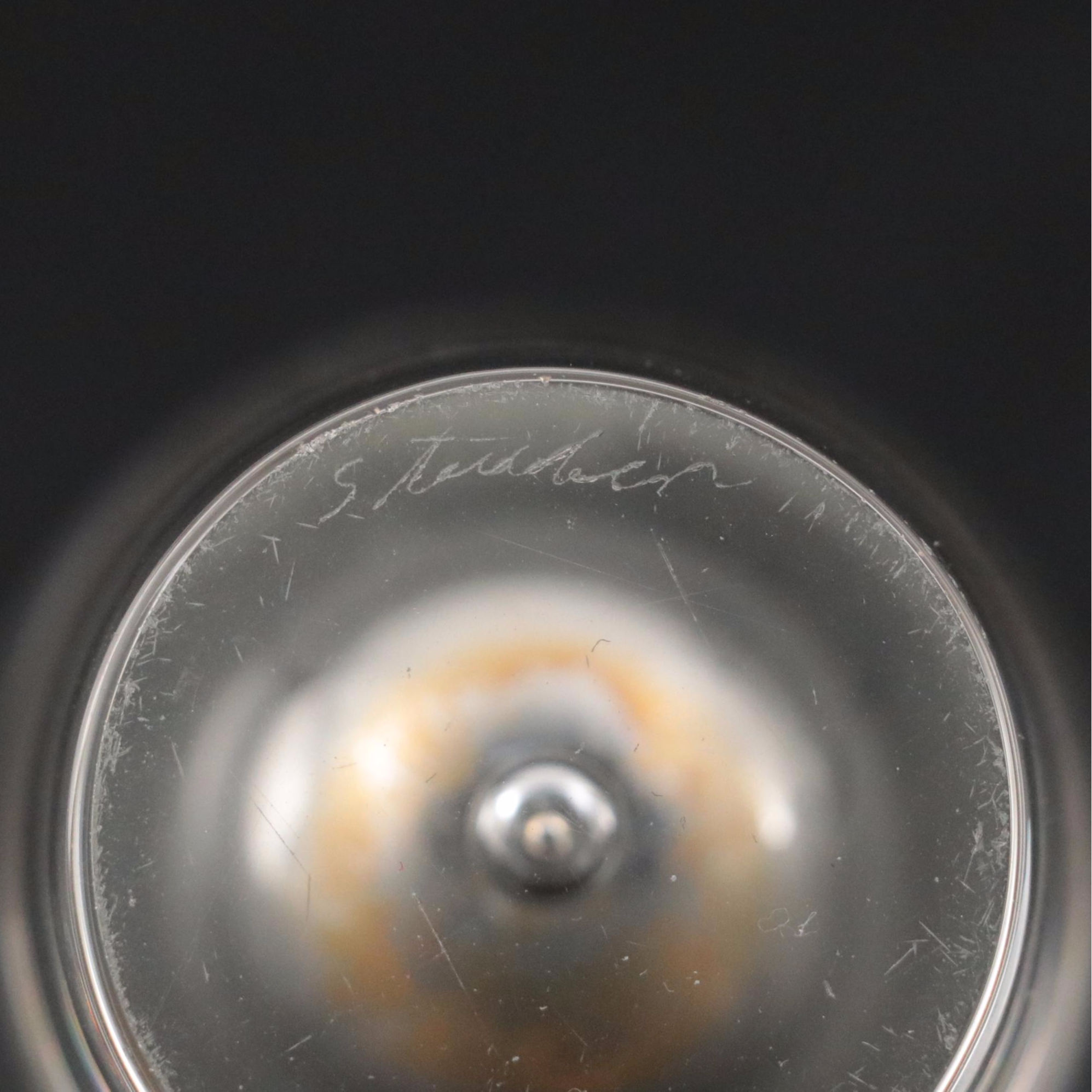 Steuben Crystal Footed Vase and Controlled Bubble Bud Vase