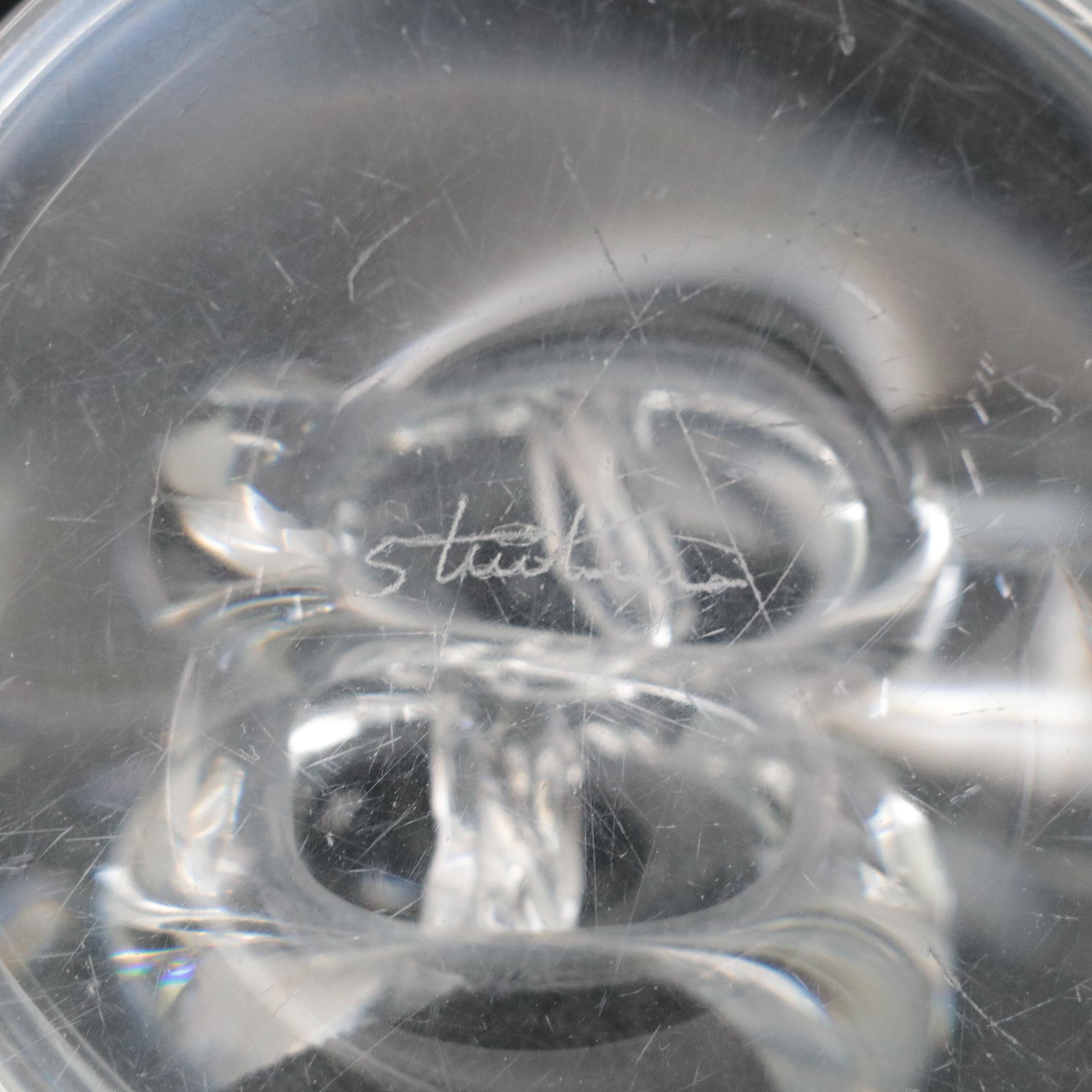 Steuben Crystal Footed Vase and Controlled Bubble Bud Vase