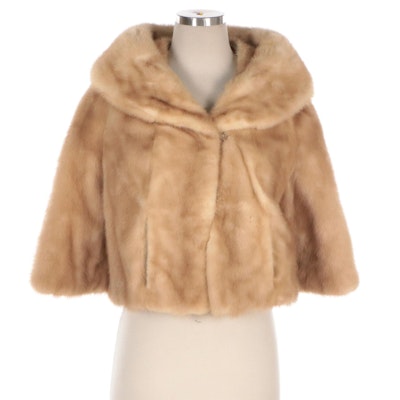 Pastel Mink Fur Cape Collar Cropped Jacket from Lowenthal's, Mid-20th Century