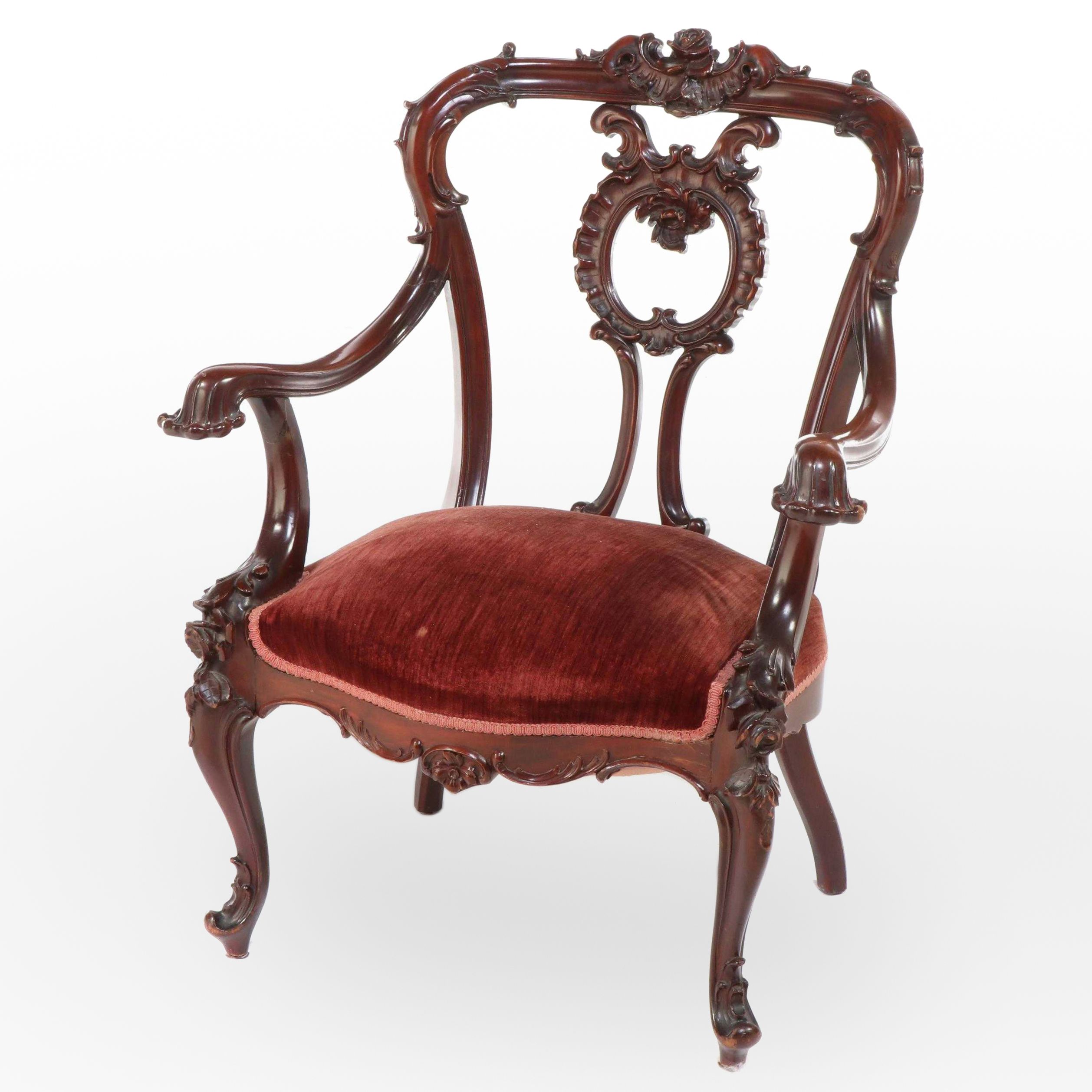 American Rococo Revival Carved Armchair, Late 19th/ Early 20th Century