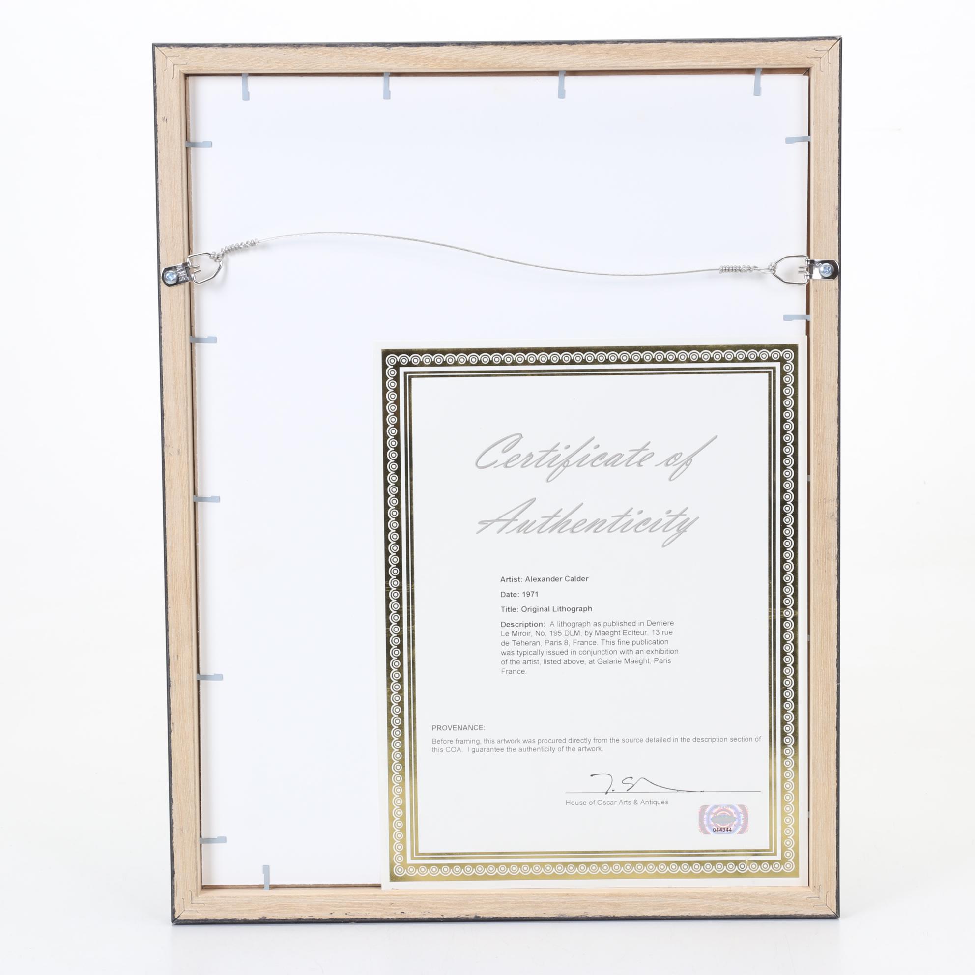 Alexander Calder Lithograph for "Derrière le Miroir," 1971