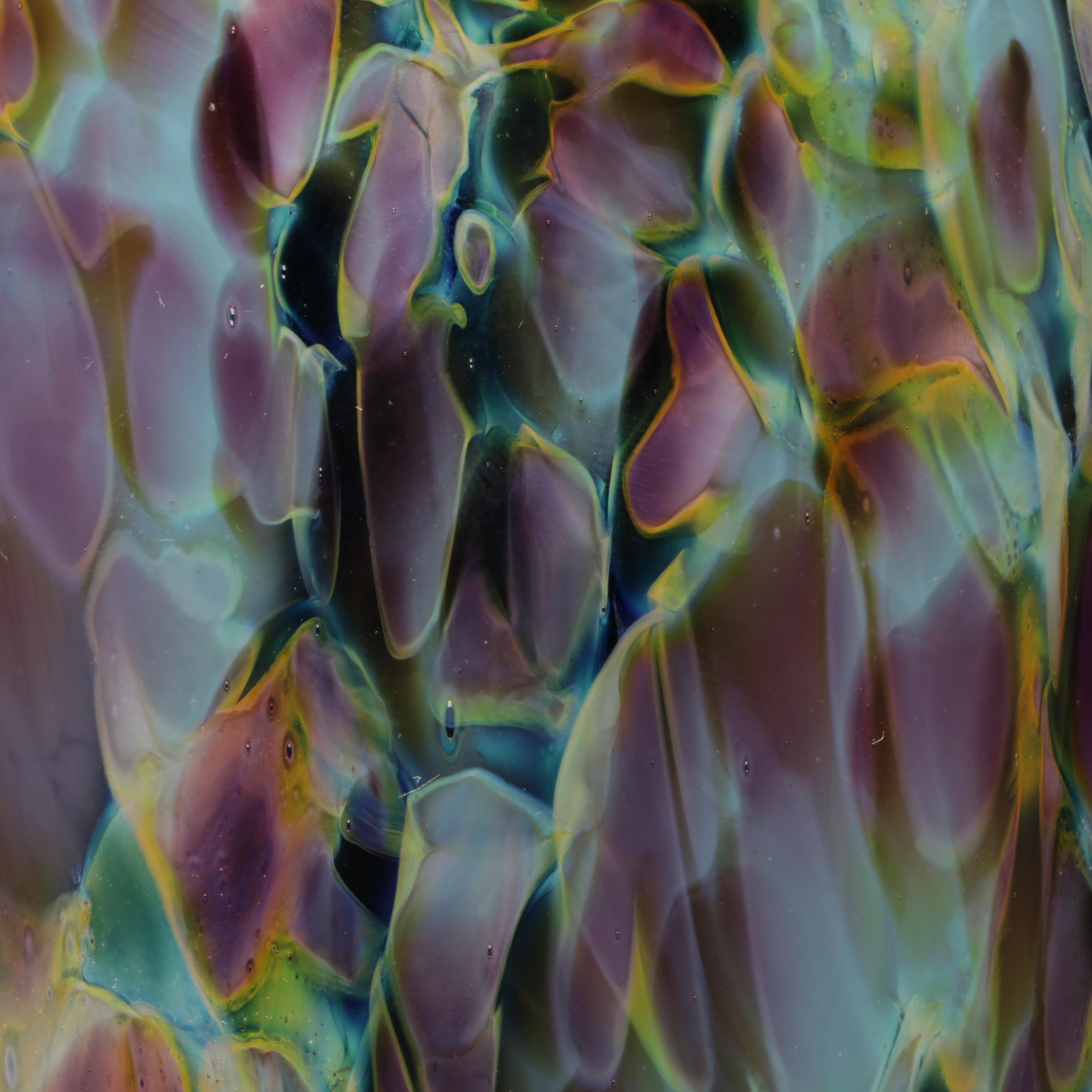 Charlie Correll Handblown Multicolor Mottled Studio Art Glass Vase, 1991