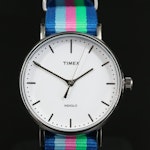 Timex Fairfield 37 mm White Indiglo Dial Quartz Wristwatch