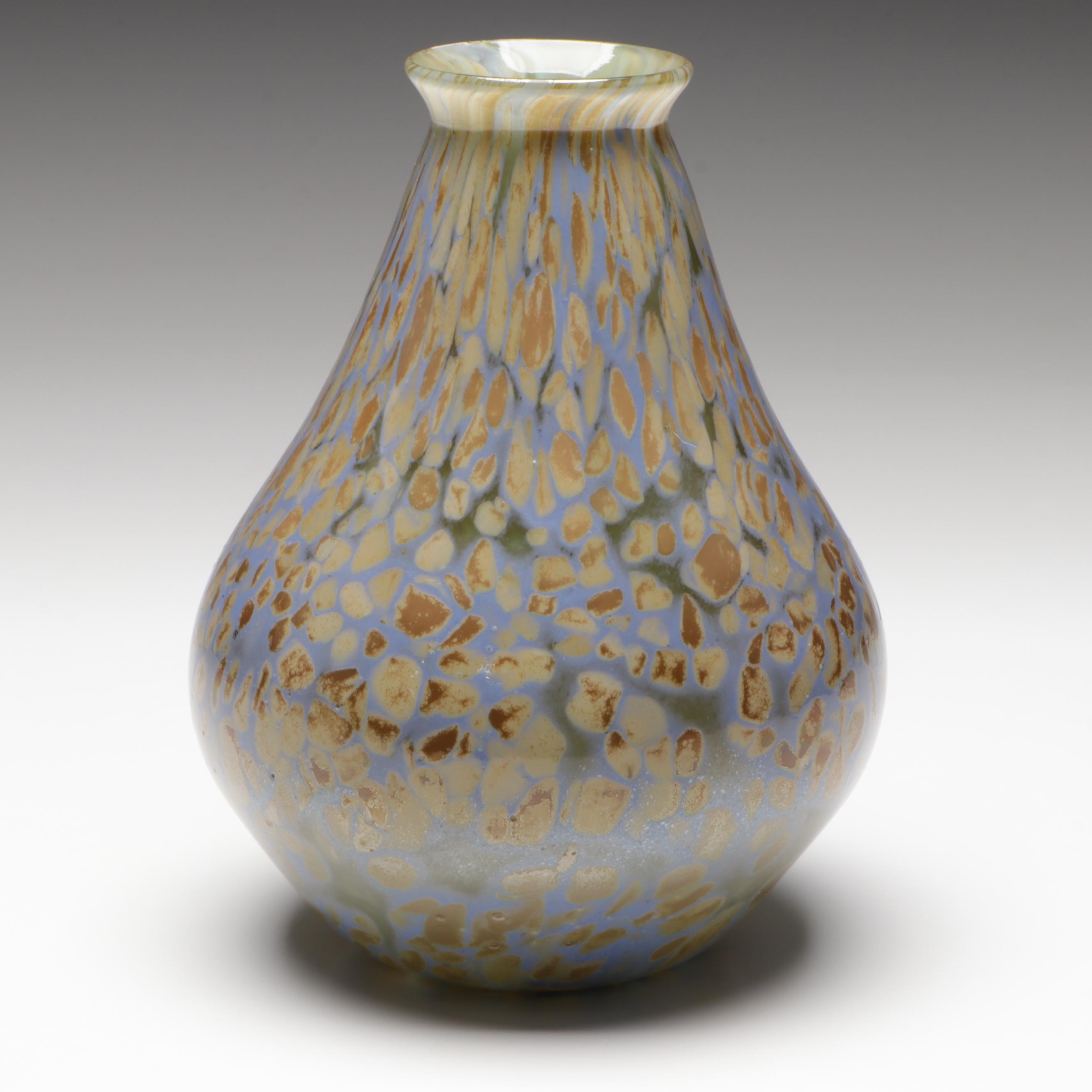 Handblown Multicolor Mottled Art Glass Vase