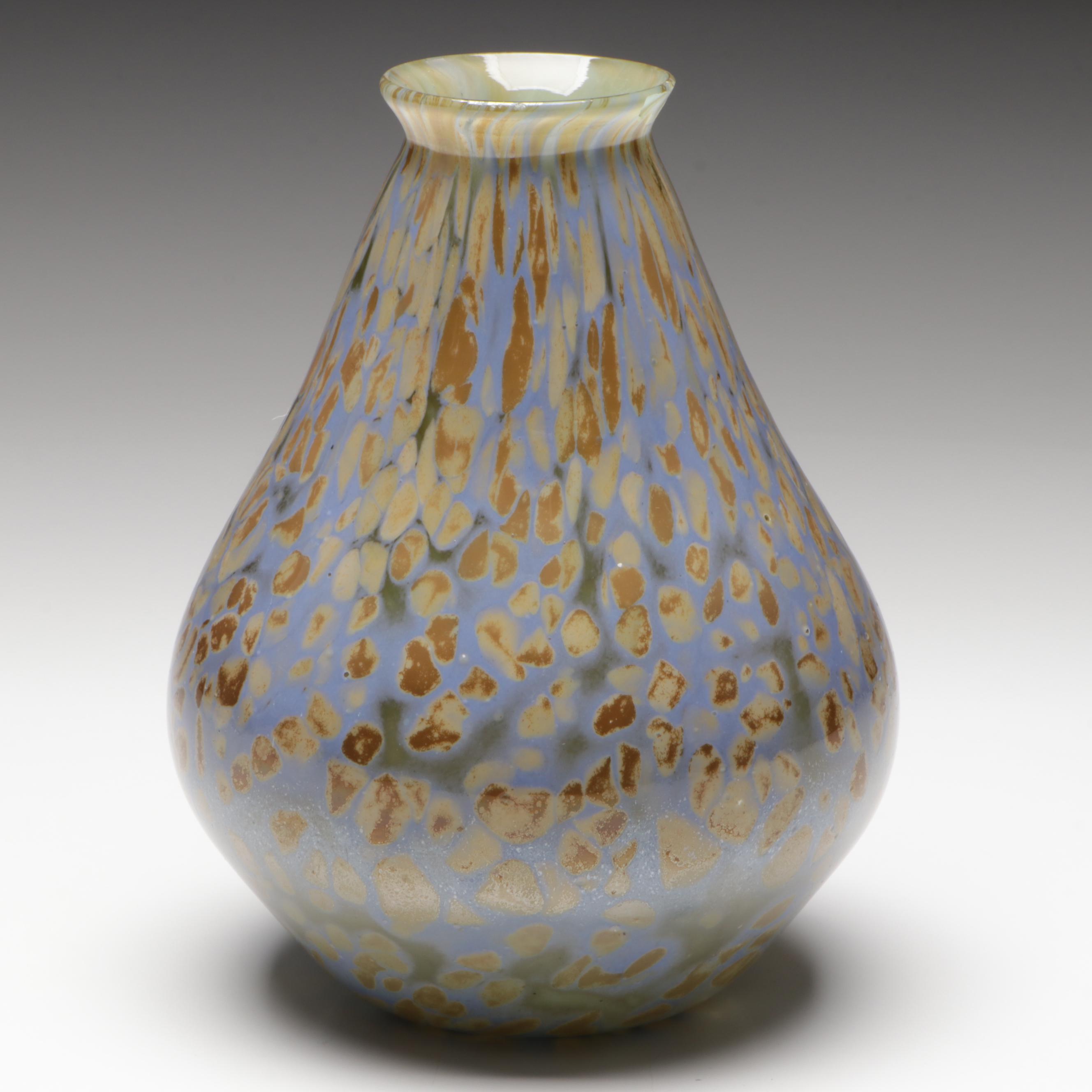 Handblown Multicolor Mottled Art Glass Vase