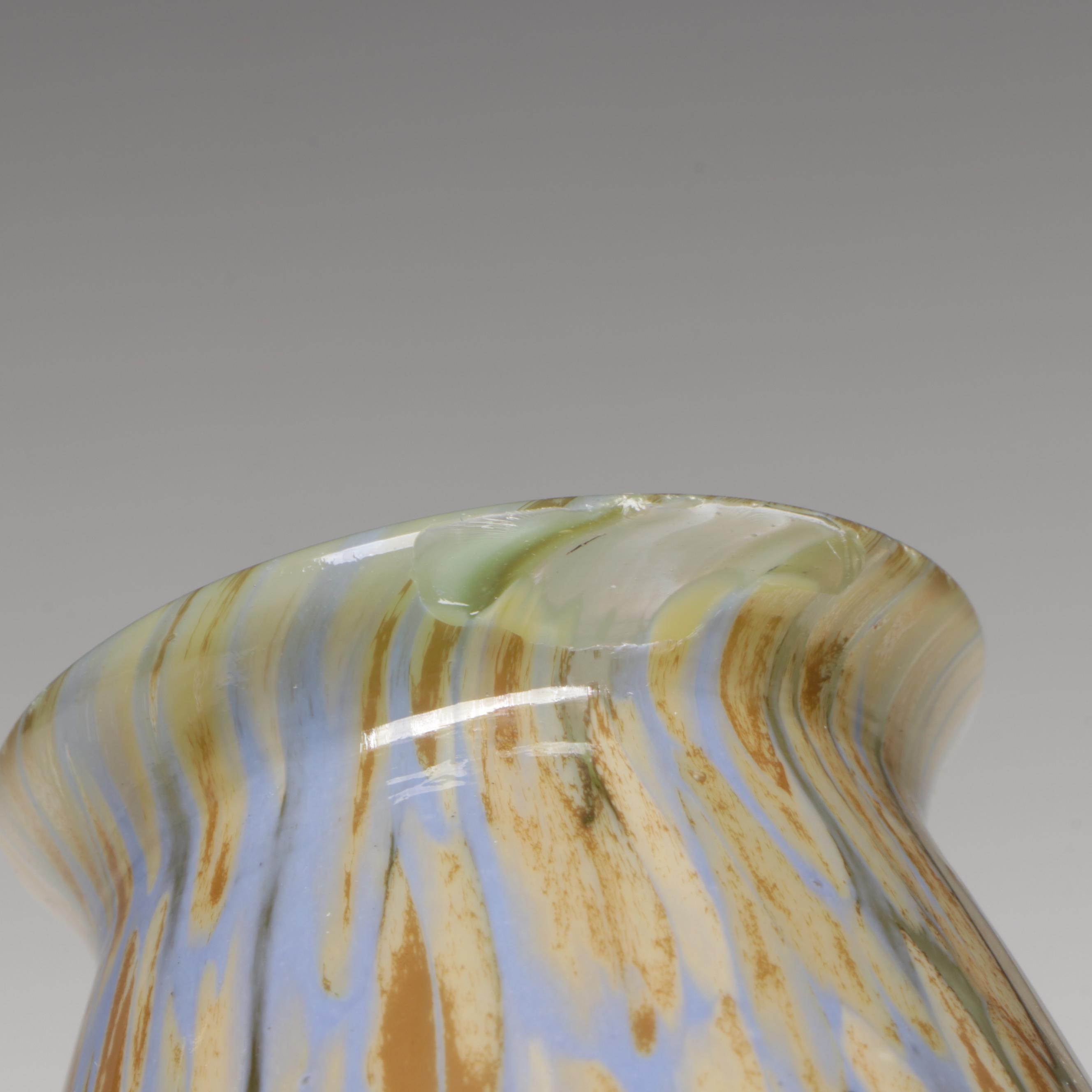 Handblown Multicolor Mottled Art Glass Vase