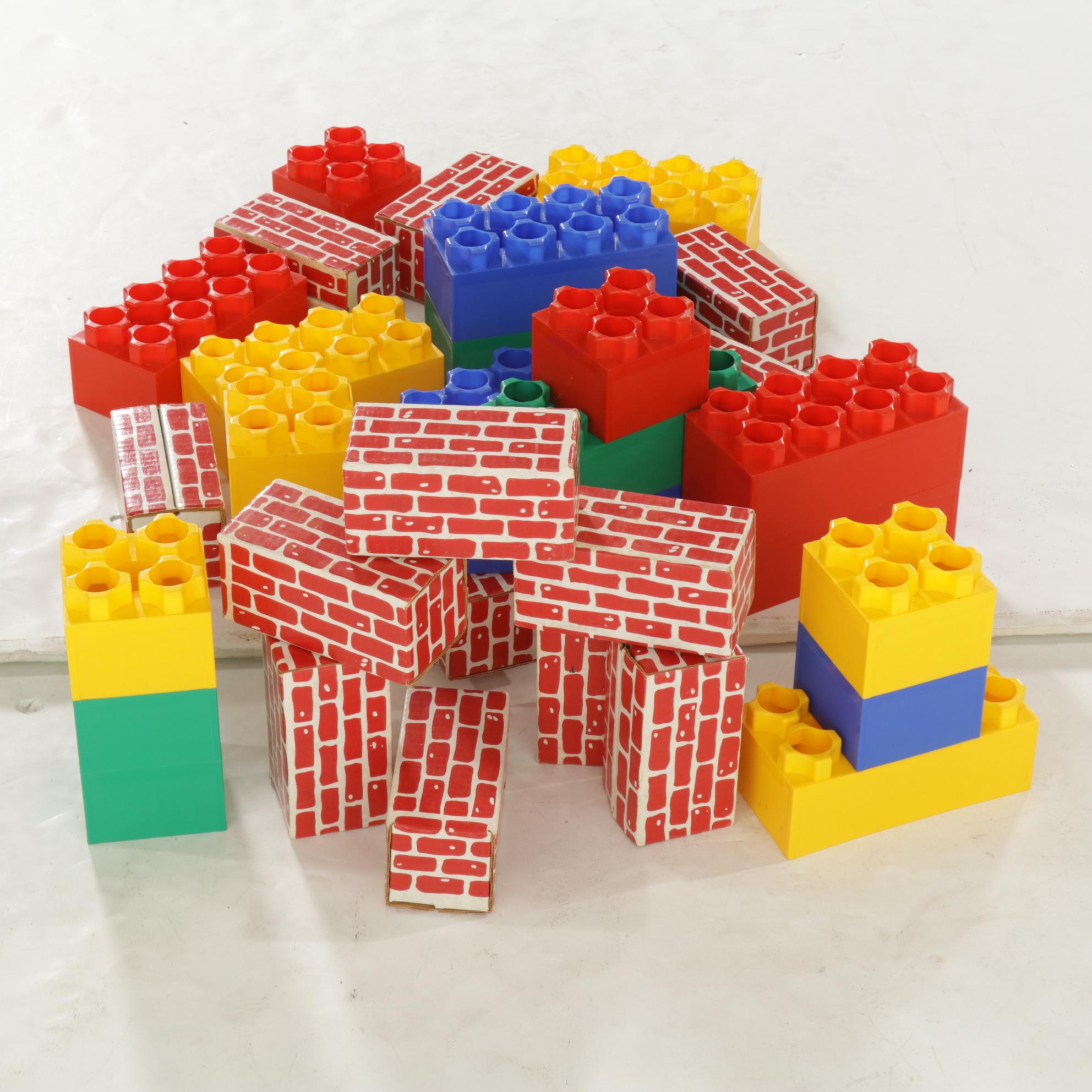 Brik Large Plastic Building Blocks with Printed Brick Cardboard Blocks