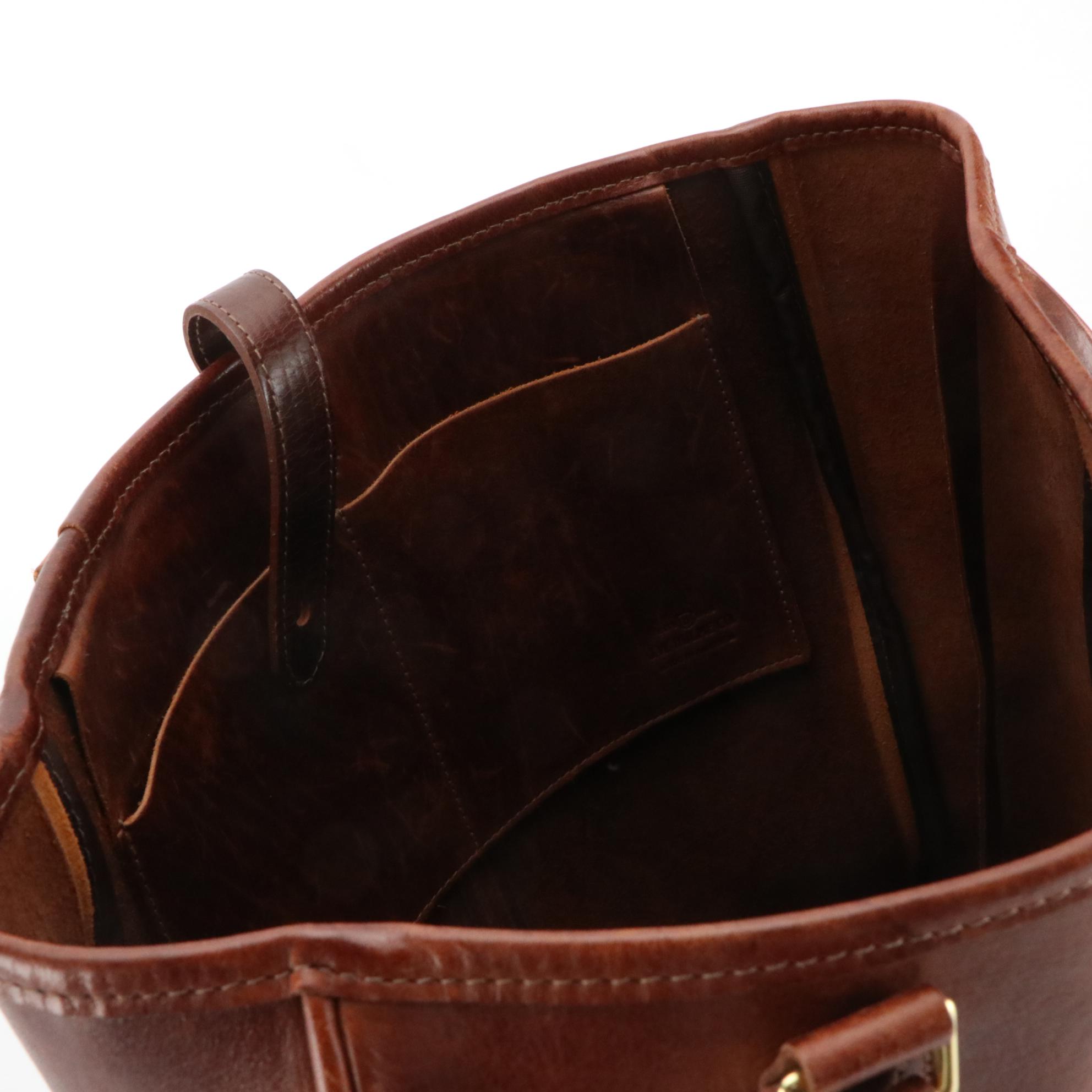 Brooks Brothers x J. W. Hulme Co. Tall Tote Bag in Chestnut Brown Leather