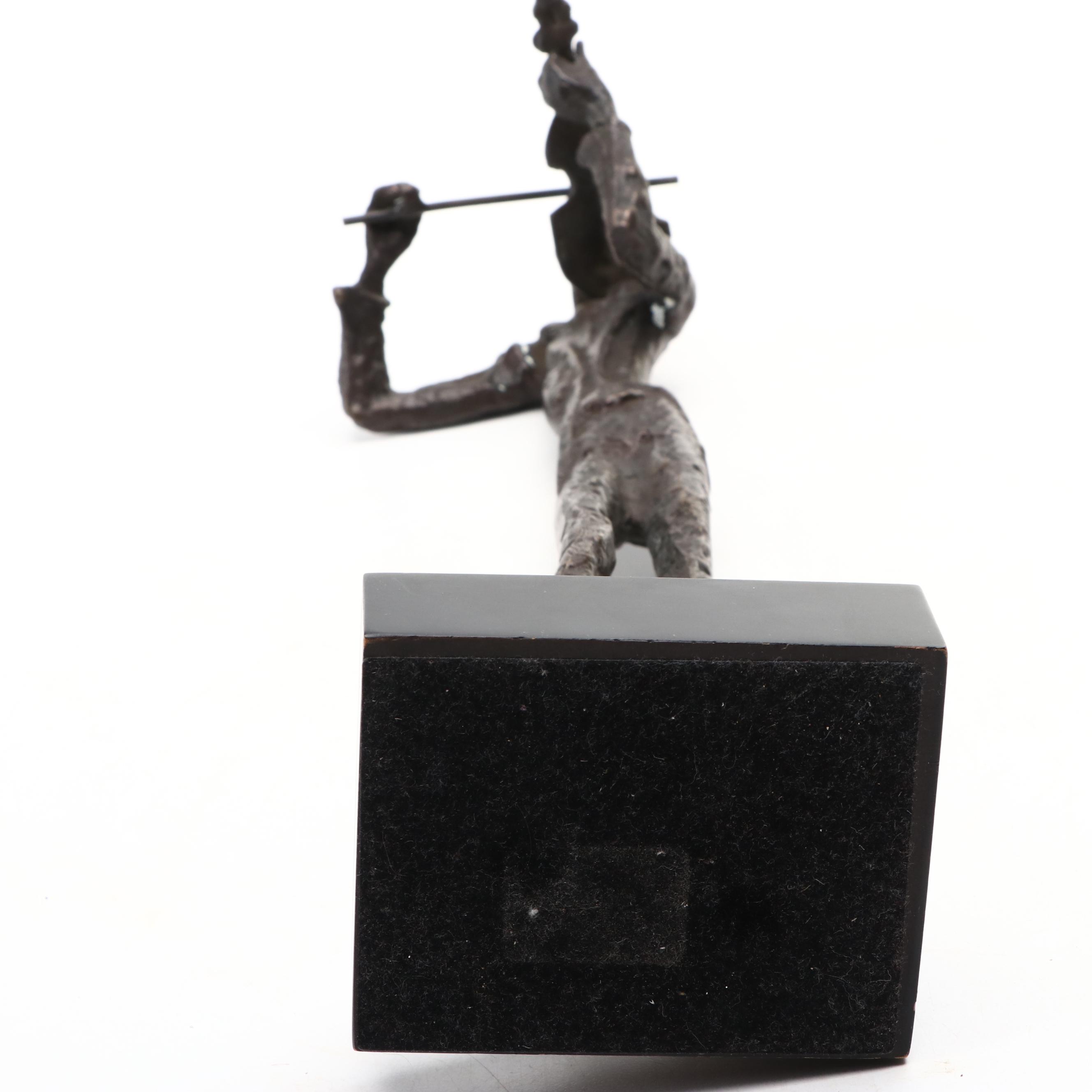 Mid-Century Modern Brutalist Metal Violin Player Figurine