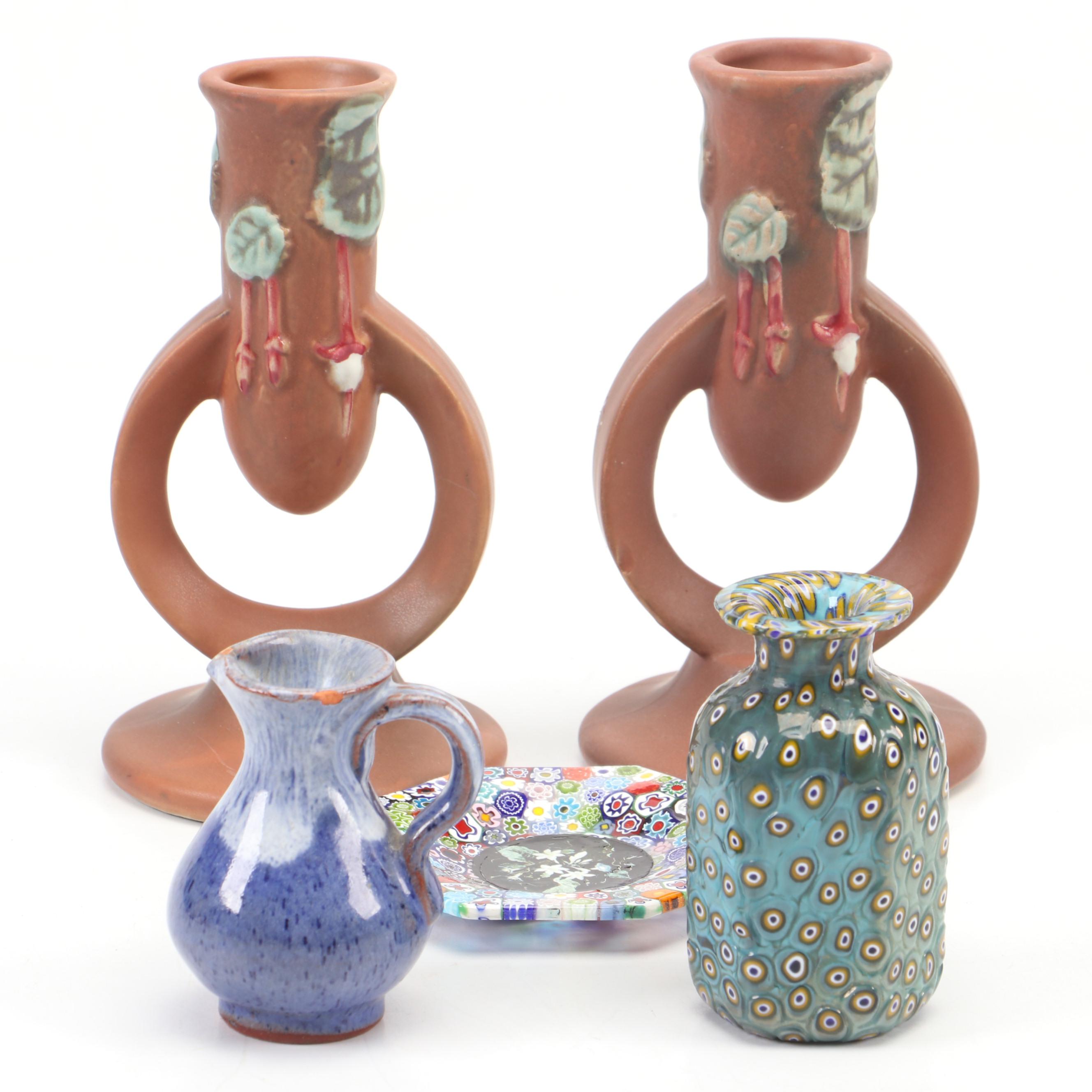 Murano Murrine and Millefiori Miniature Art Glass Pieces with Other Art Pottery