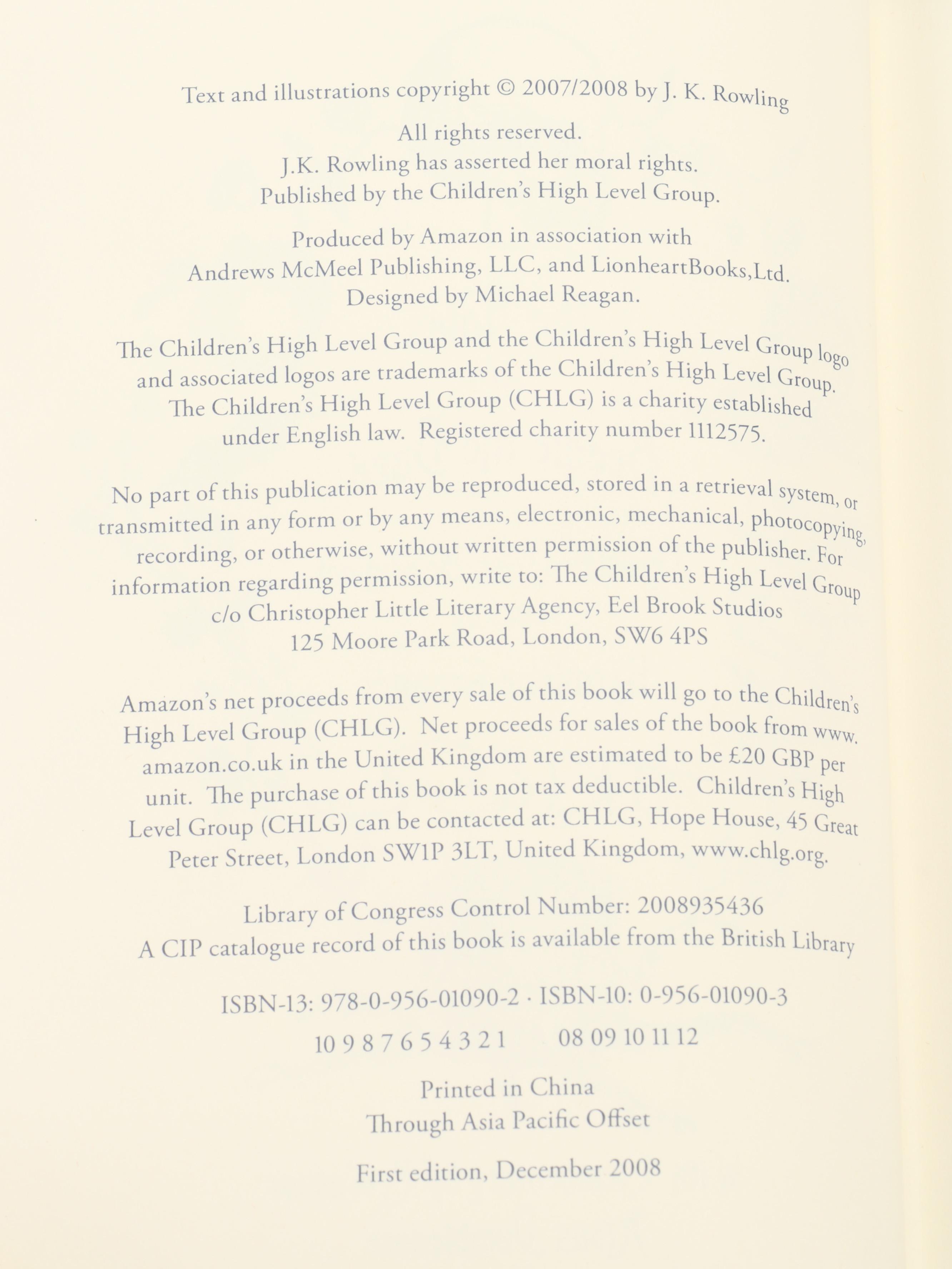 First Collector's Edition "The Tales of Beedle the Bard" by J. K. Rowling, 2008