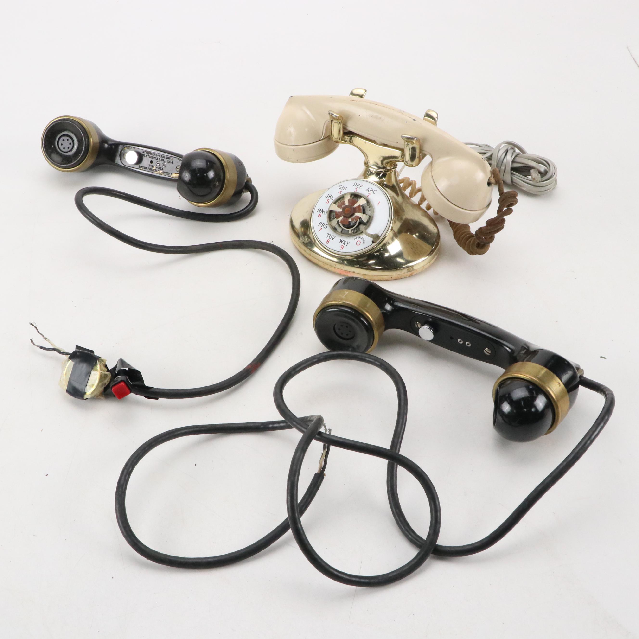 Western Electric Rotary Telephone & Stromburg-Carlson Type-333 Handsets, Vintage
