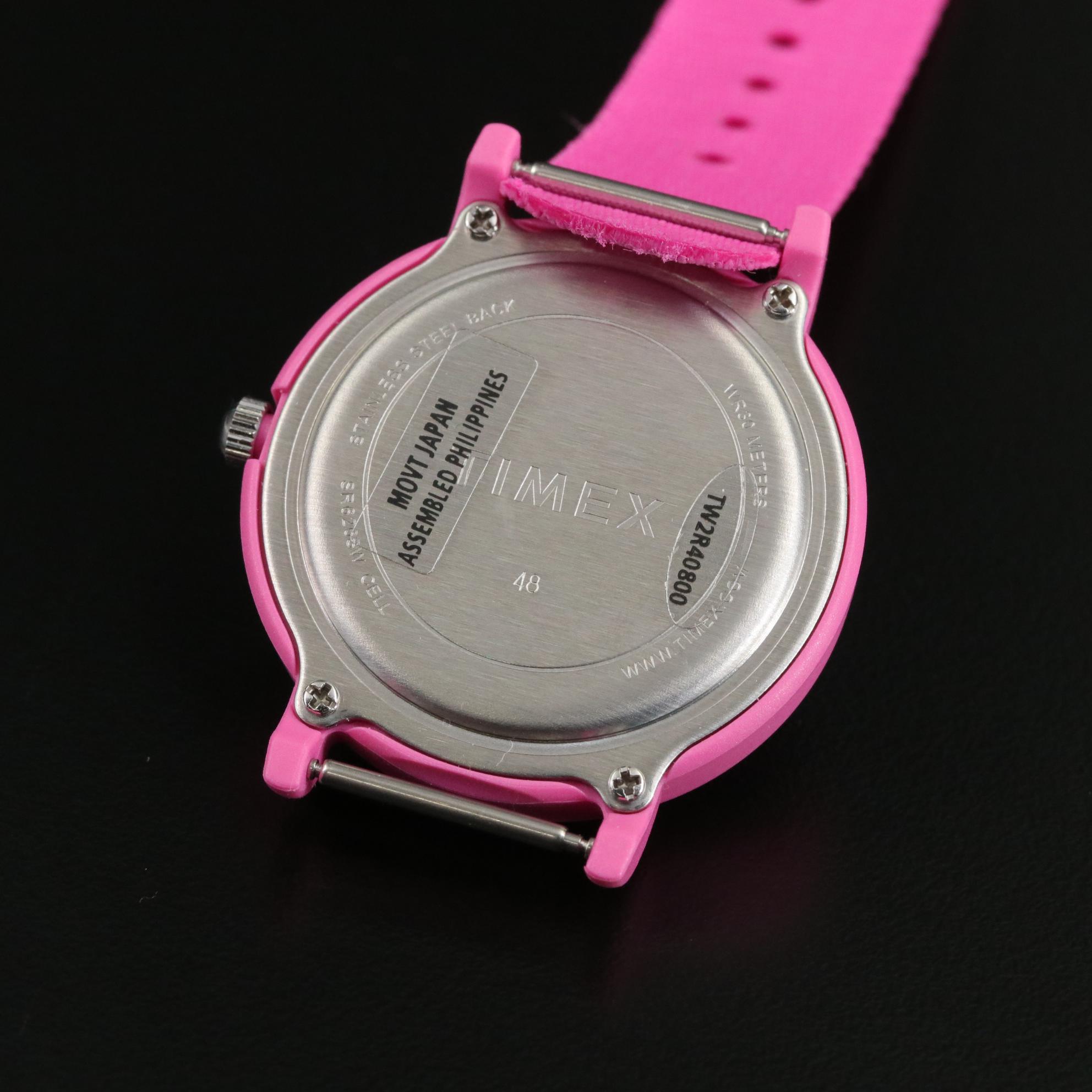 Timex Weekender Color Rush Quartz Watch in Pink with Multicolored Fabric Strap