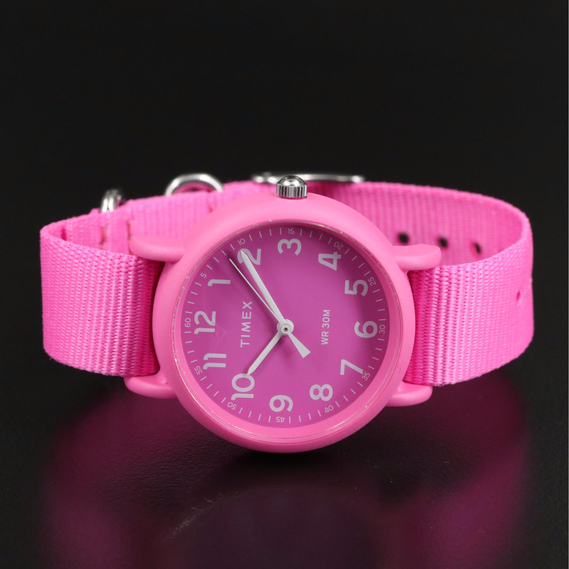 Timex Weekender Color Rush Quartz Watch in Pink with Multicolored Fabric Strap