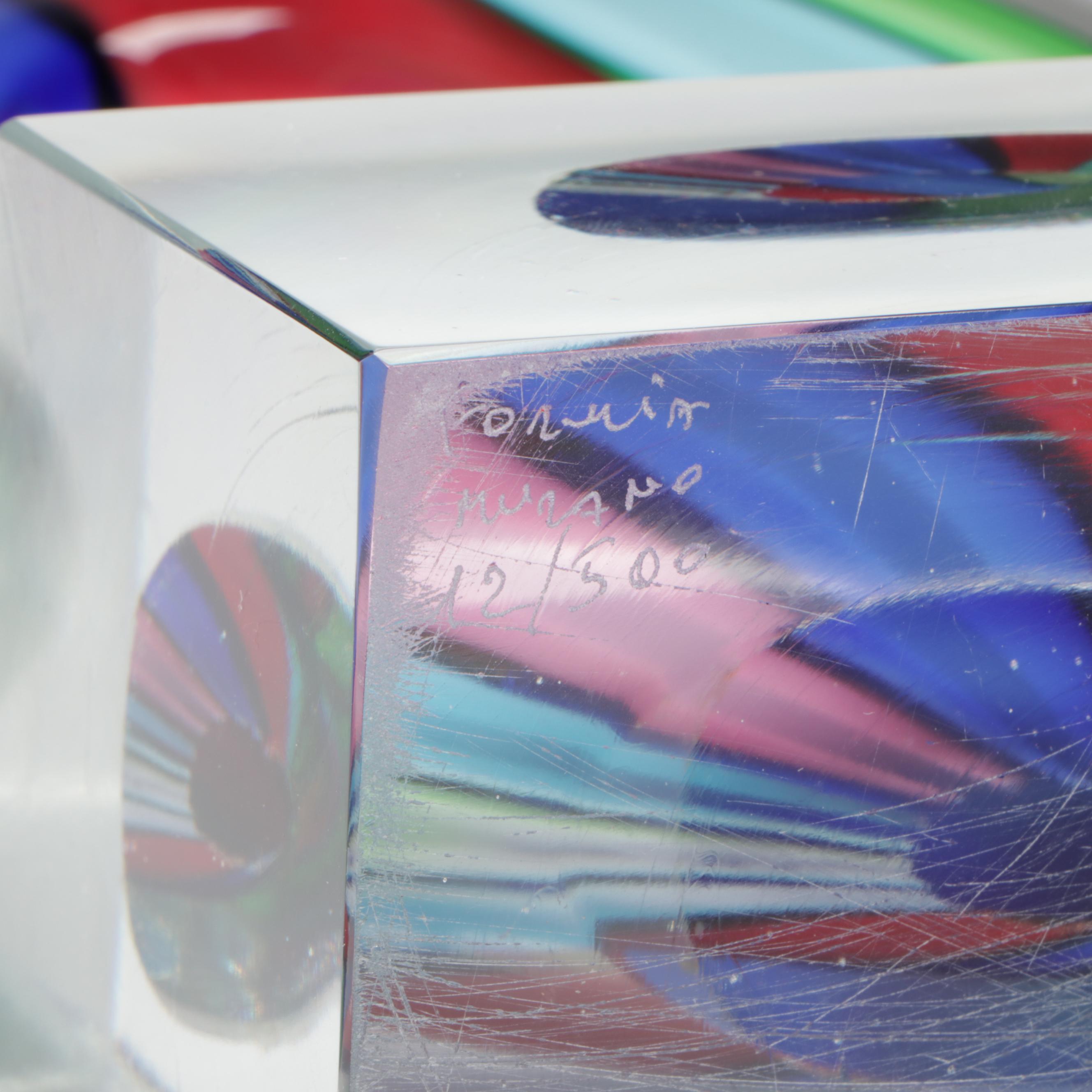 Formia Handcrafted Limited Edition Multicolor Striped Murano Art Glass Sculpture