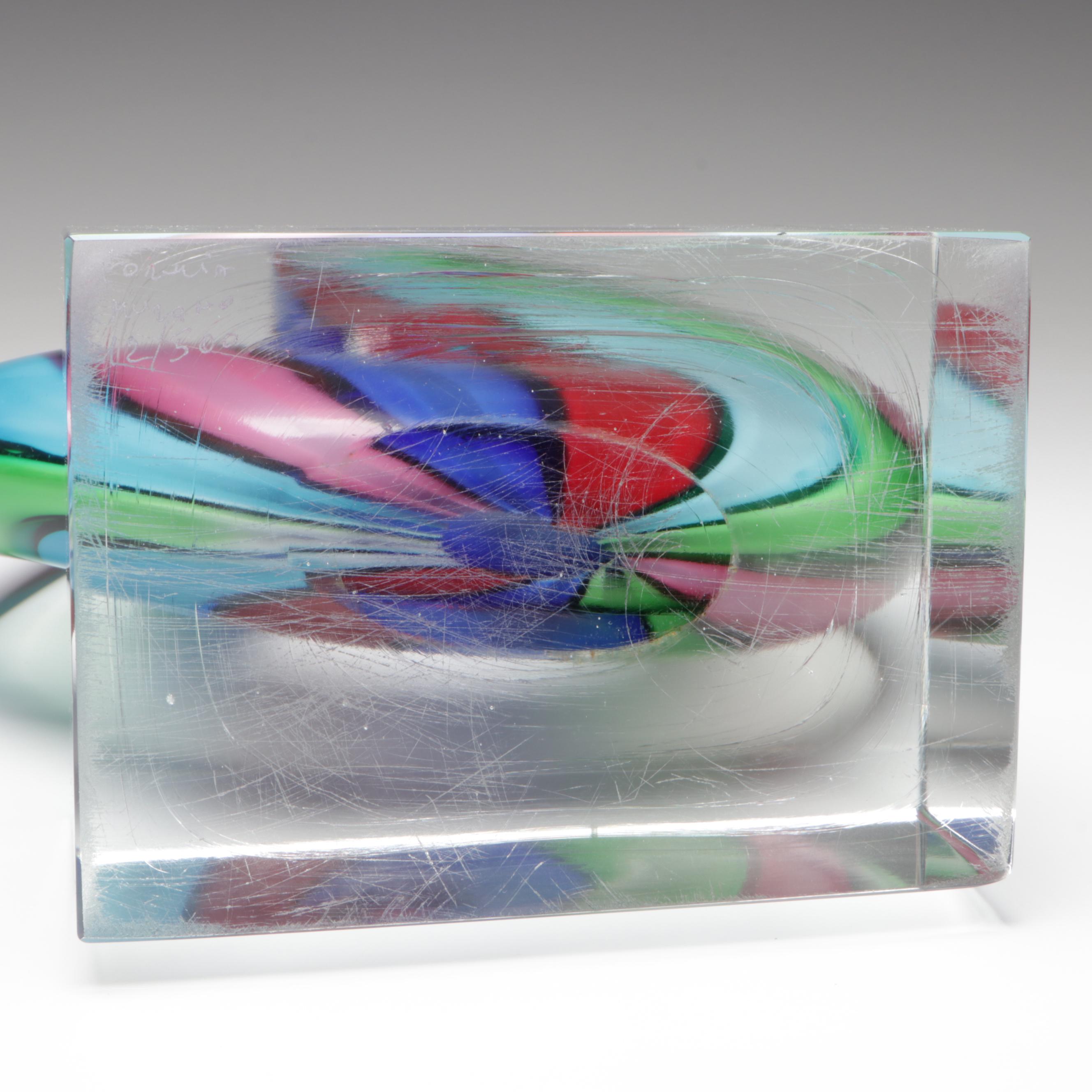 Formia Handcrafted Limited Edition Multicolor Striped Murano Art Glass Sculpture