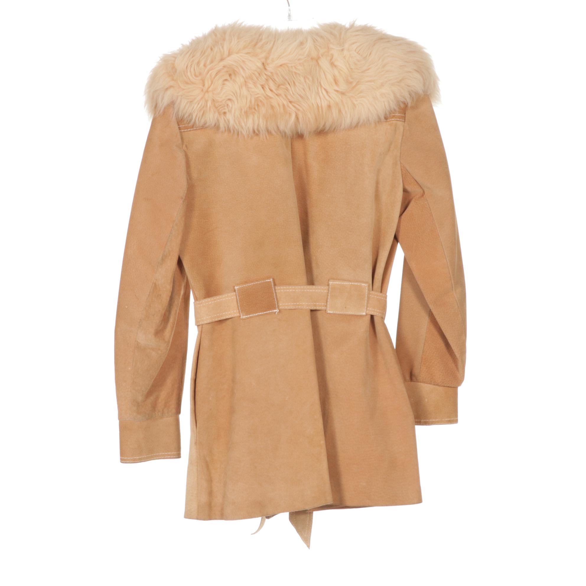 Michael Kors Tan Leather Jacket With Belted Suede Jacket and Vest