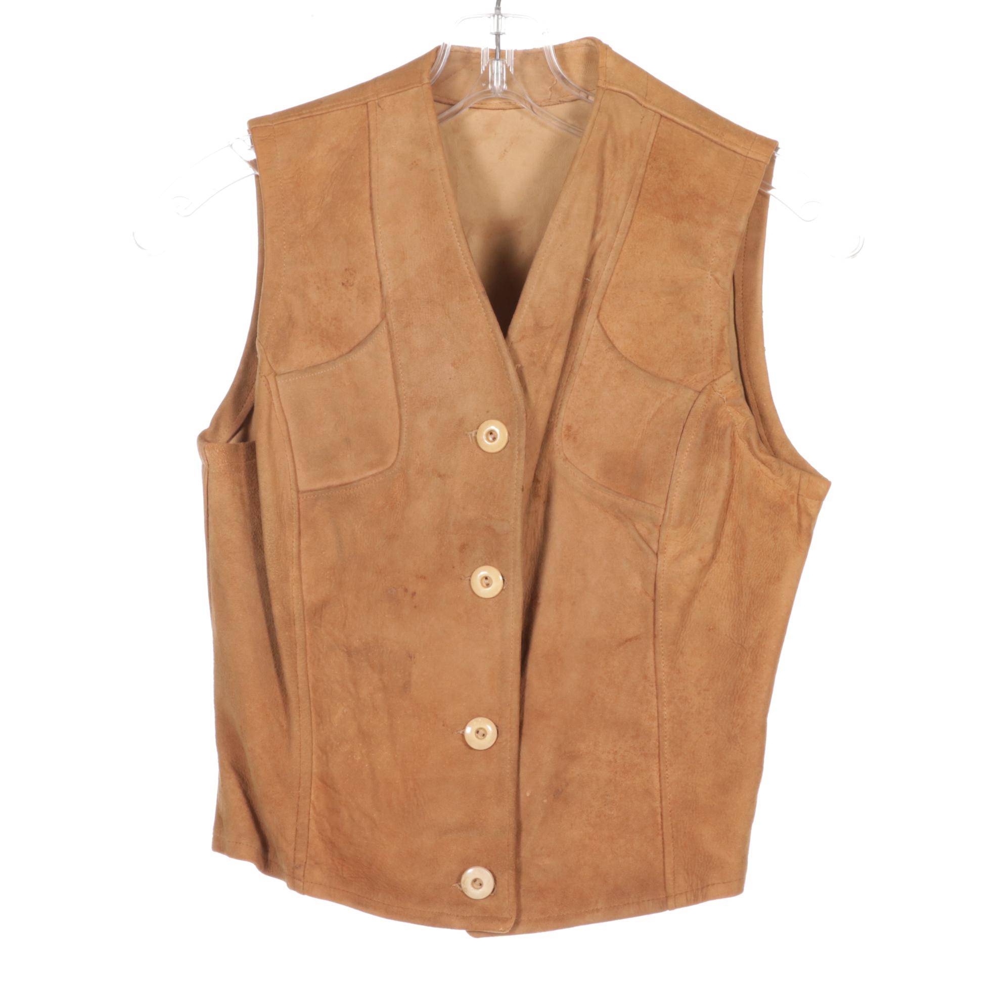 Michael Kors Tan Leather Jacket With Belted Suede Jacket and Vest