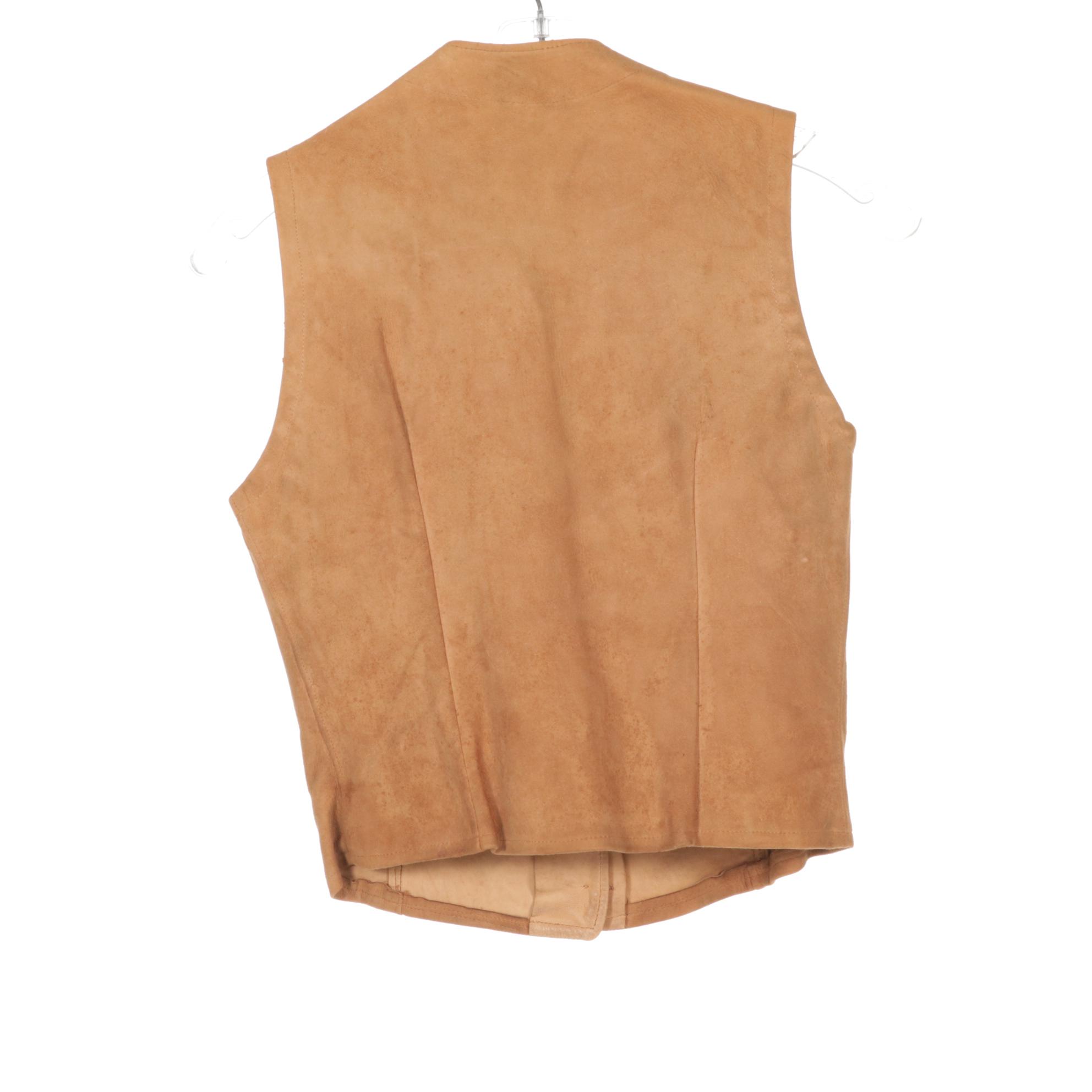 Michael Kors Tan Leather Jacket With Belted Suede Jacket and Vest