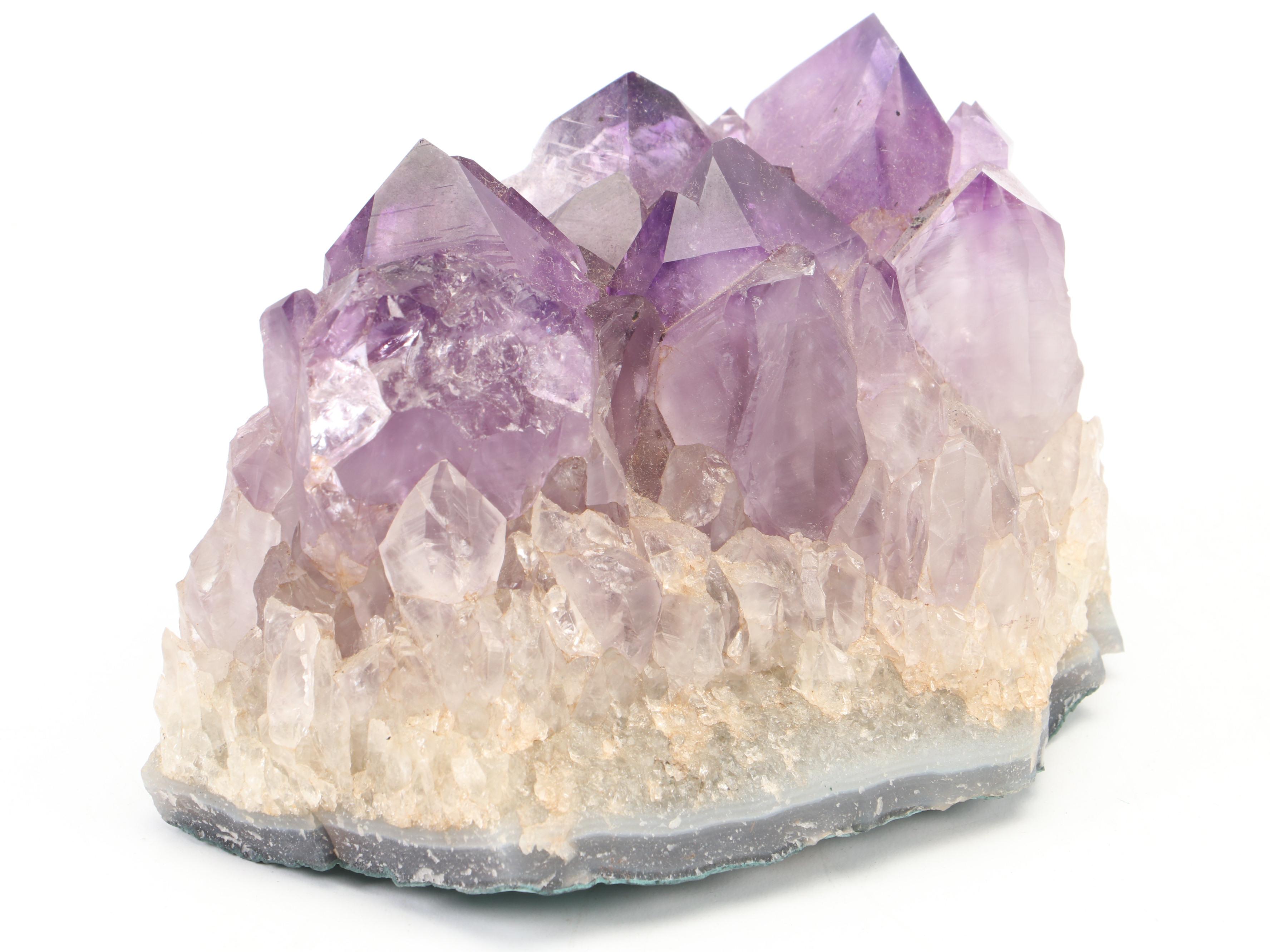 Carved Wood Rhino Figurine with Amethyst Specimen and Serpentine Bowl on Stand