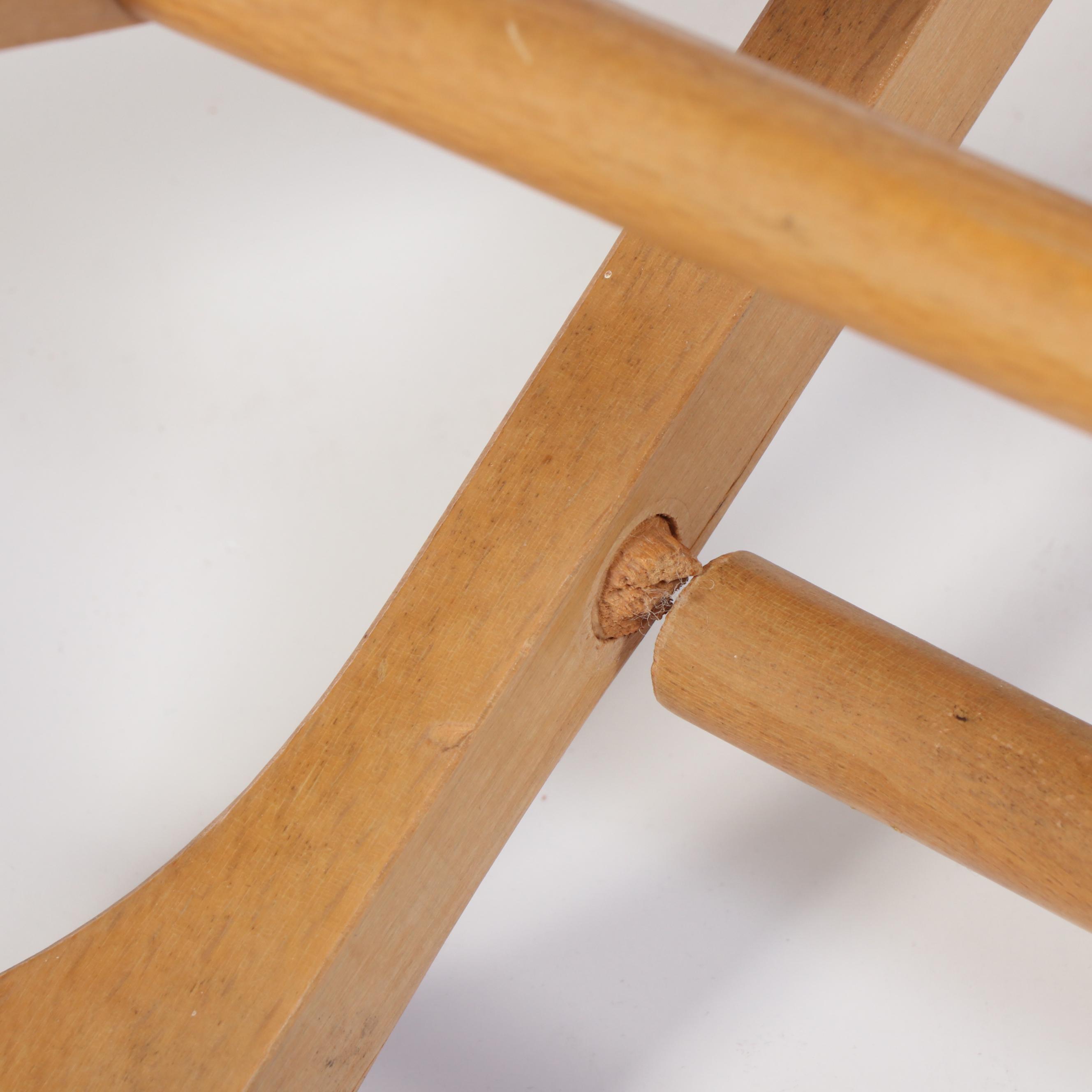 Mid Century Modern Beech and Woven Cord Folding Valet Chair