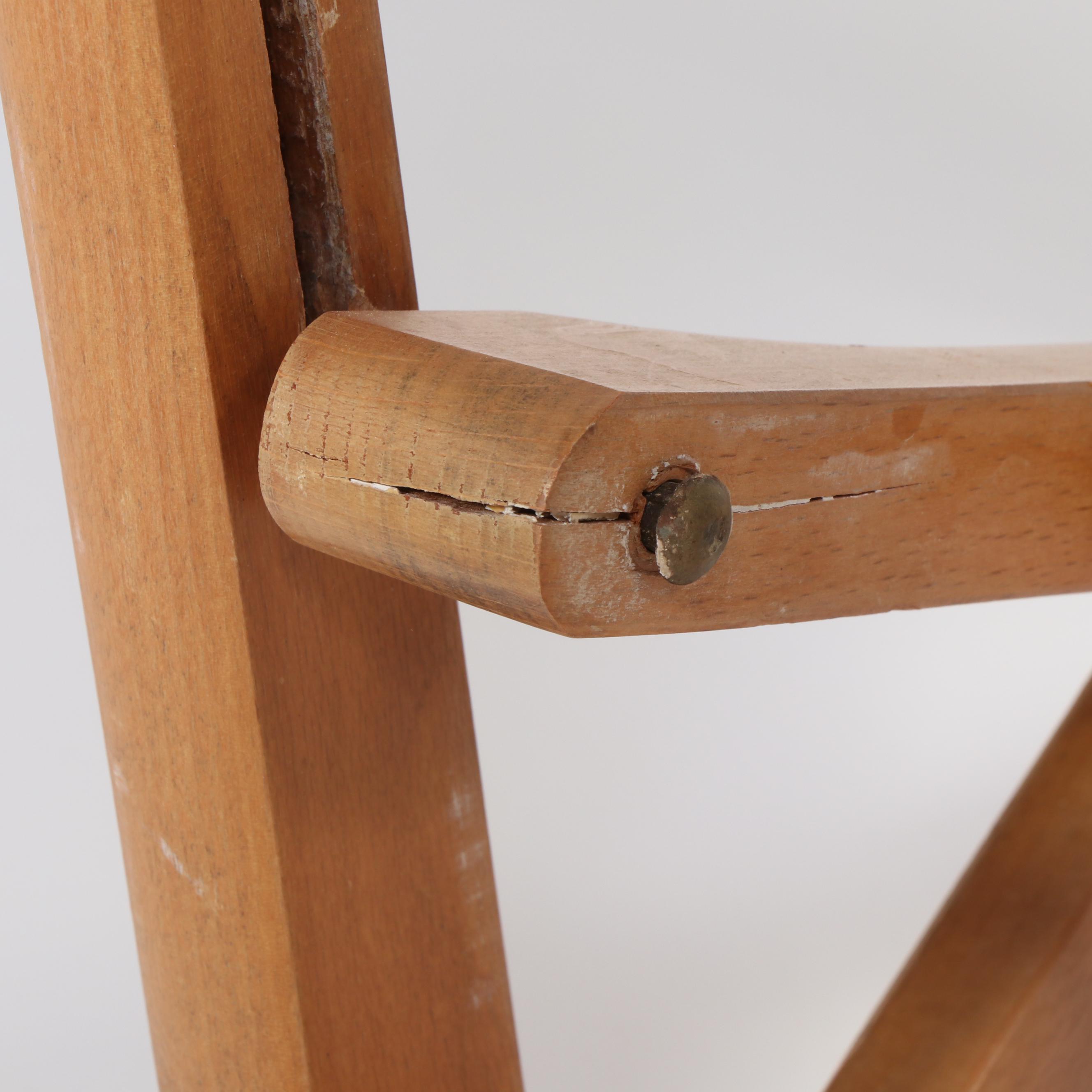 Mid Century Modern Beech and Woven Cord Folding Valet Chair