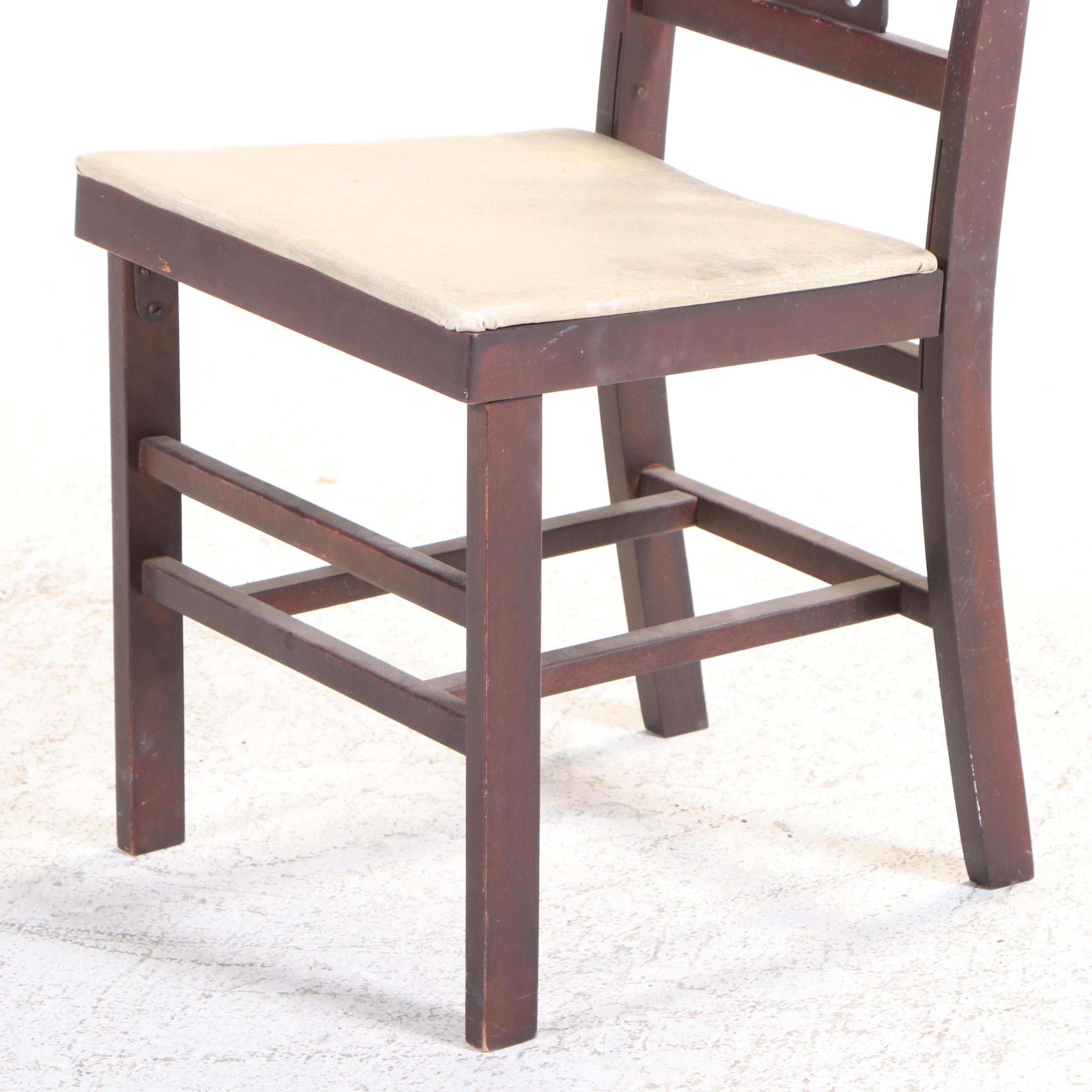 Four Wooden Folding Card Table Chairs