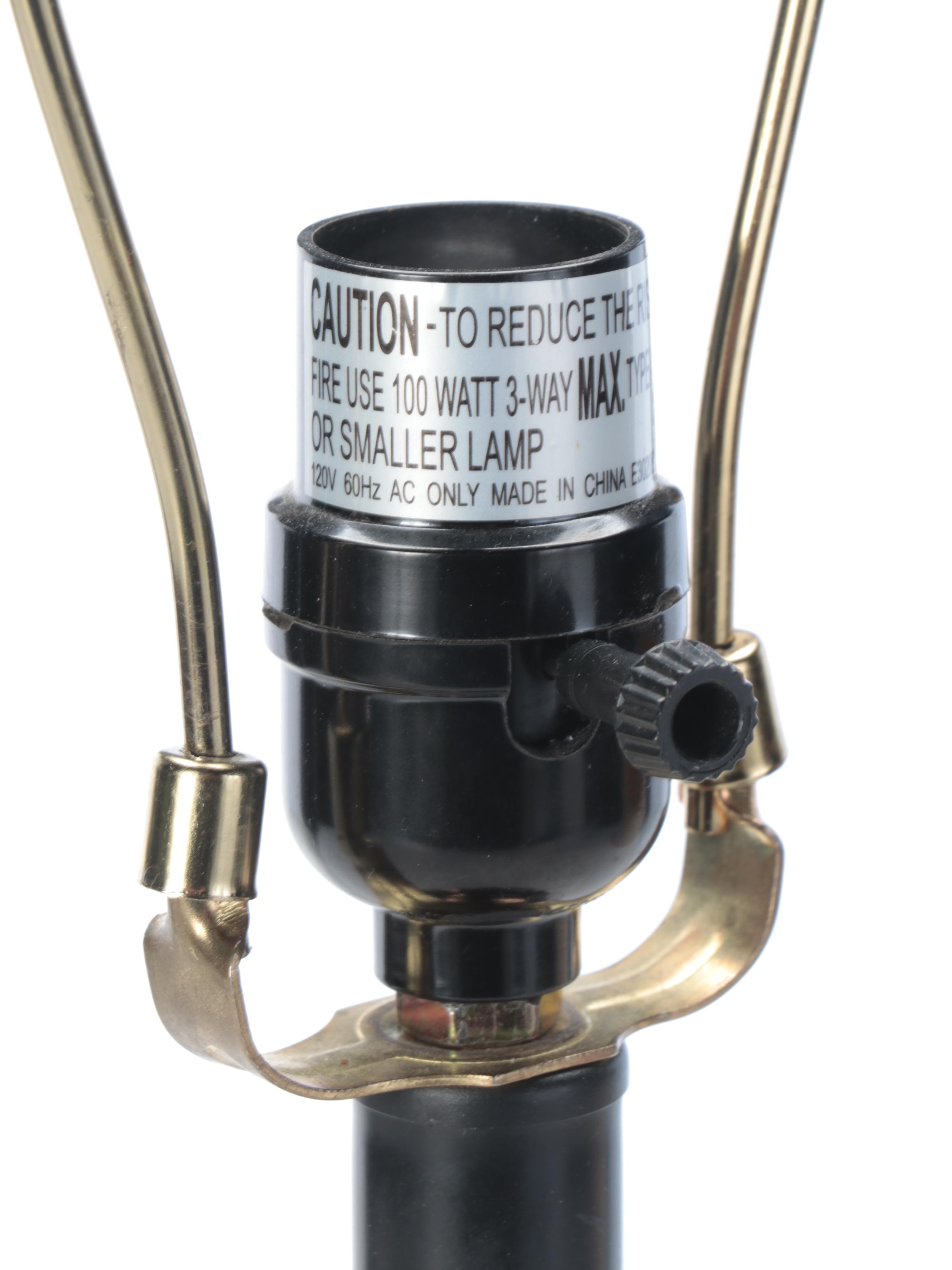 Metallic Bronze Finish Dimpled Table Lamp with Fabric Shade, 21st Century