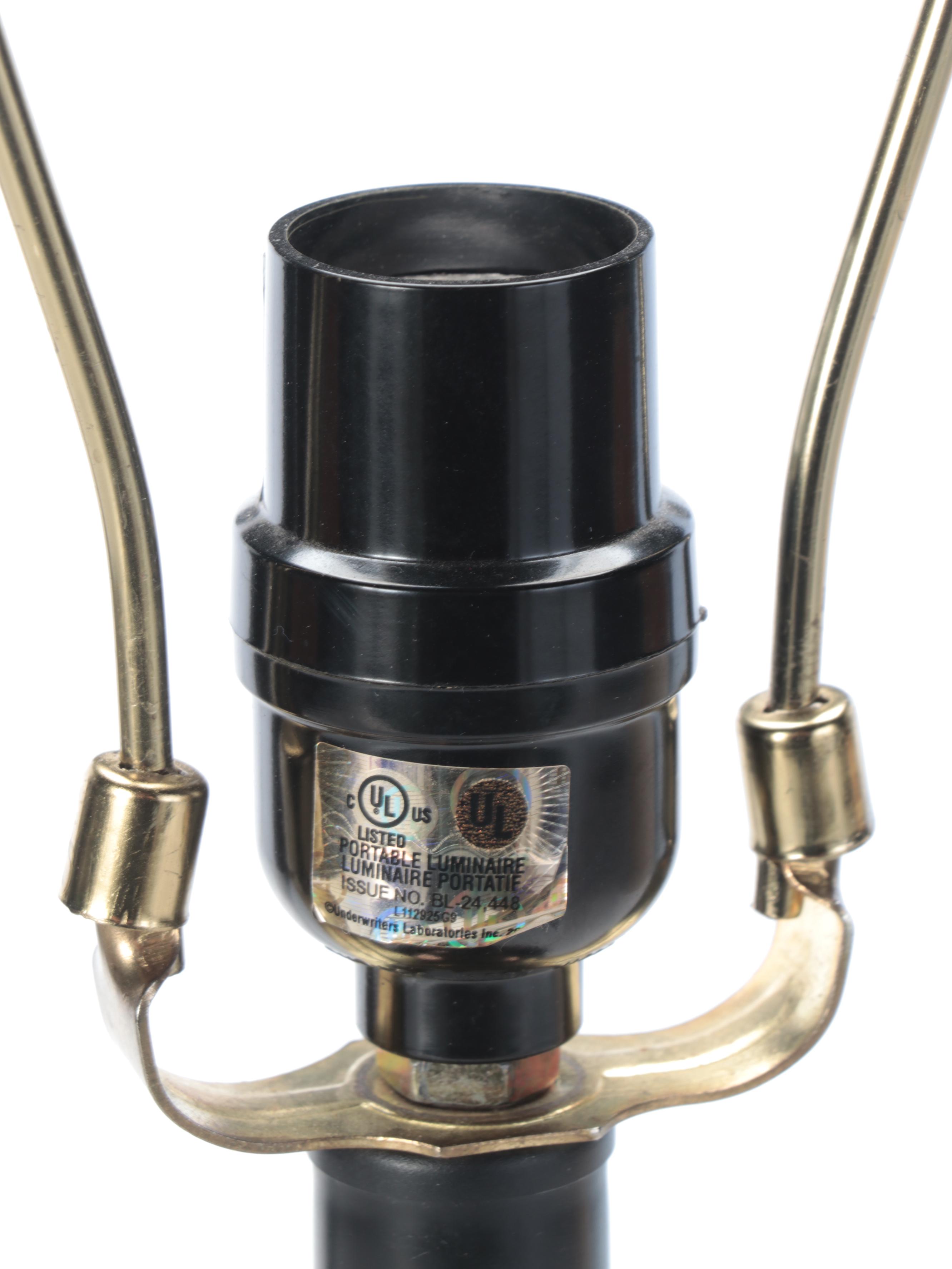 Metallic Bronze Finish Dimpled Table Lamp with Fabric Shade, 21st Century