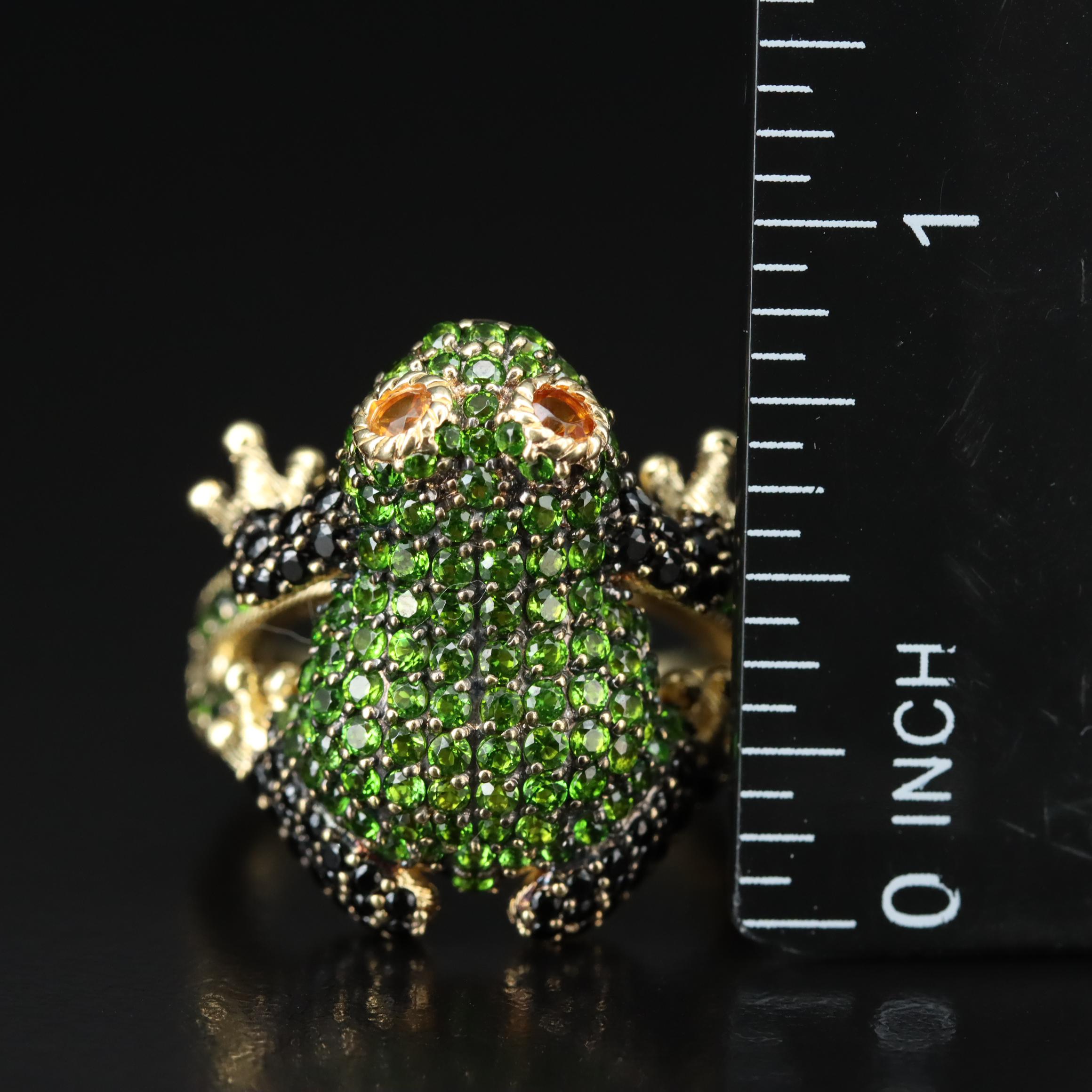 Judith Ripka Pavé Multi-Gemstone Frog Ring Including Diopside and Citrine