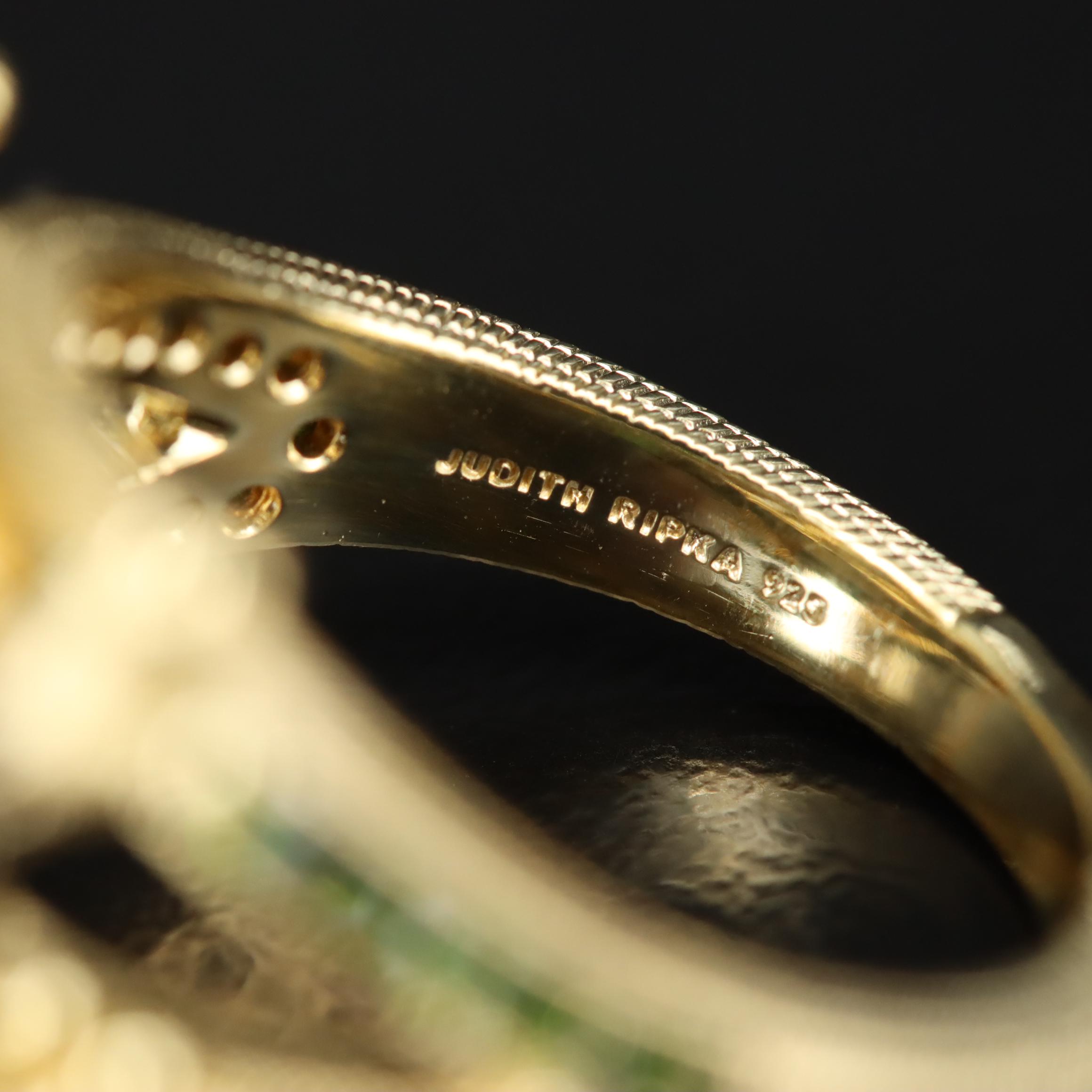 Judith Ripka Pavé Multi-Gemstone Frog Ring Including Diopside and Citrine