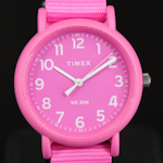 Timex Weekender Color Rush Quartz Watch in Pink with Multicolored Fabric Strap