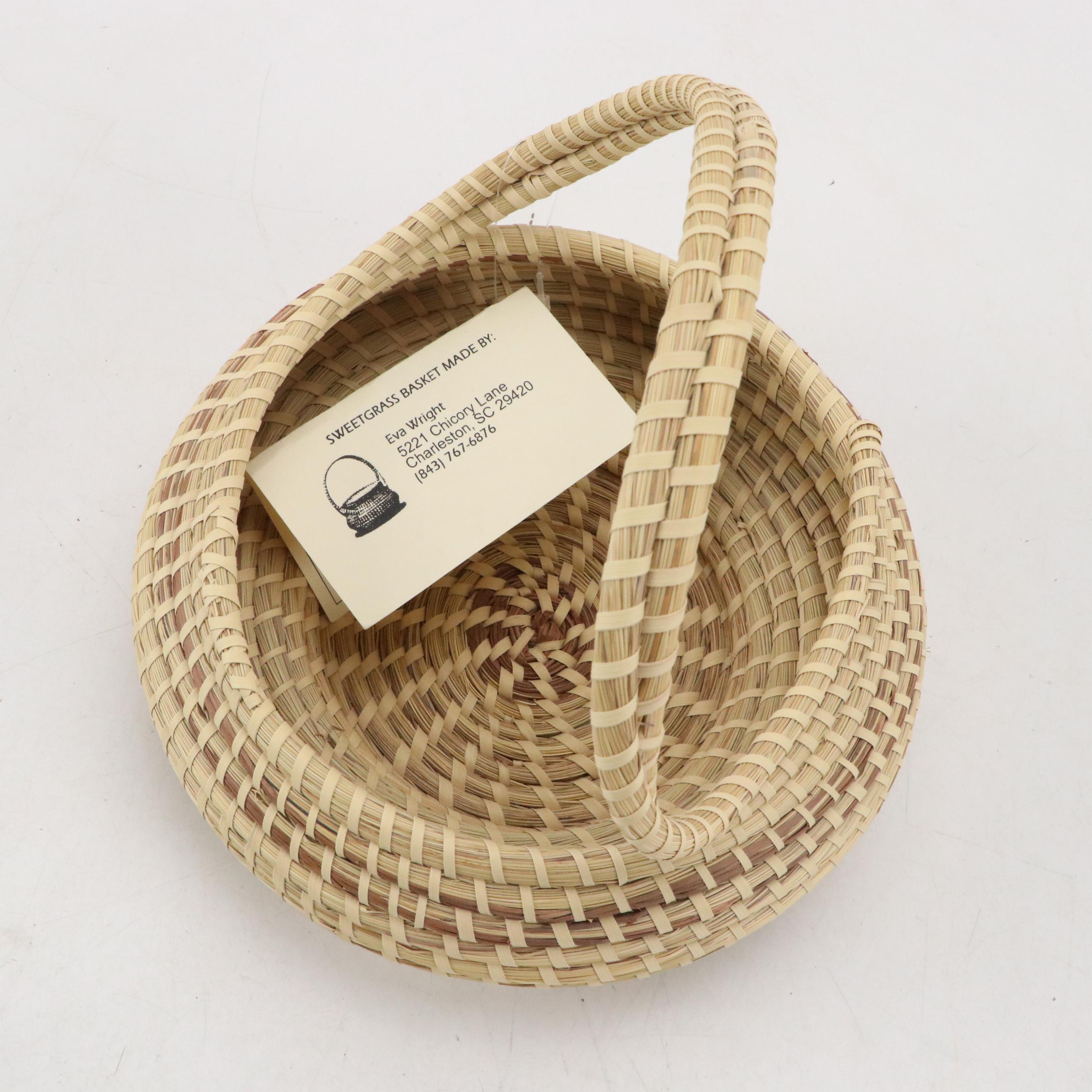 Eva Wright ArtisanMade Coiled Sweetgrass Gullah Basket EBTH