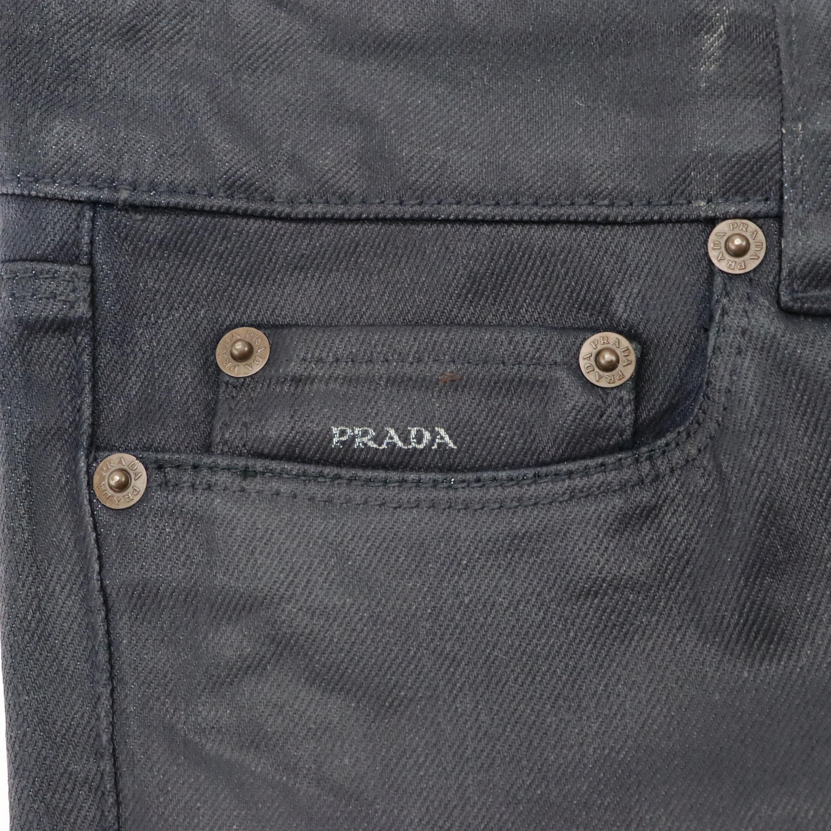 Prada Five-Pocket Jeans in Light Oiled Sheen Cotton Blend
