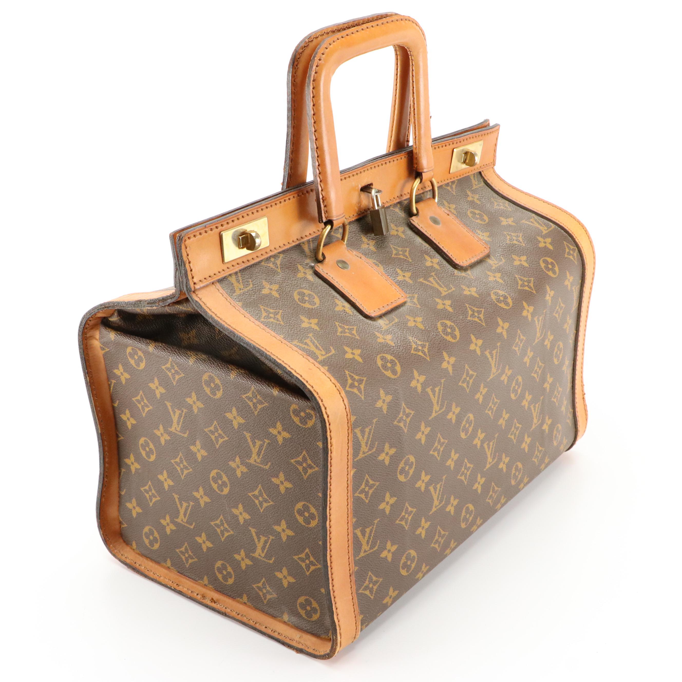 Louis Vuitton Vintage Shoe Box Travel Trunk in Coated Canvas and Leather Trim