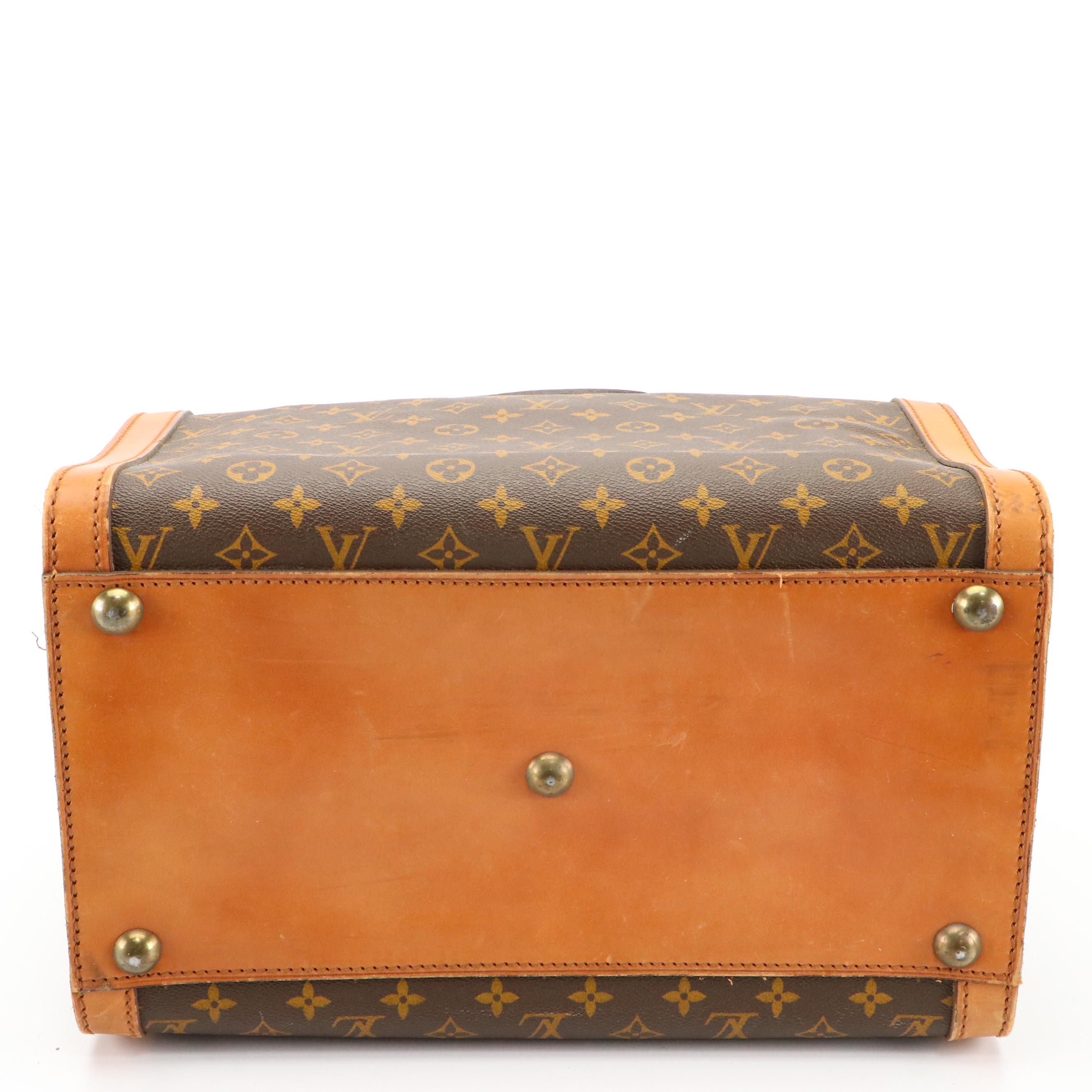 Louis Vuitton Vintage Shoe Box Travel Trunk in Coated Canvas and Leather Trim